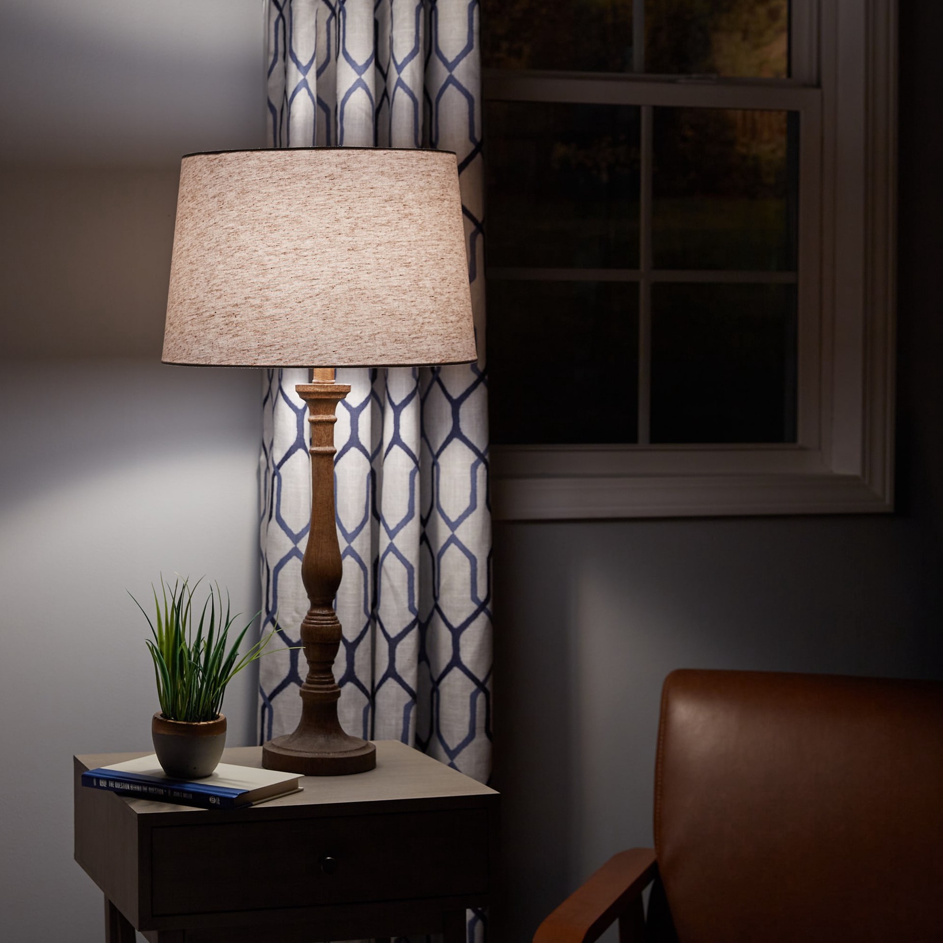 slide 4 of 6, allen + roth 10-in x 15-in Natural Fabric Drum Lamp Shade, 1 ct