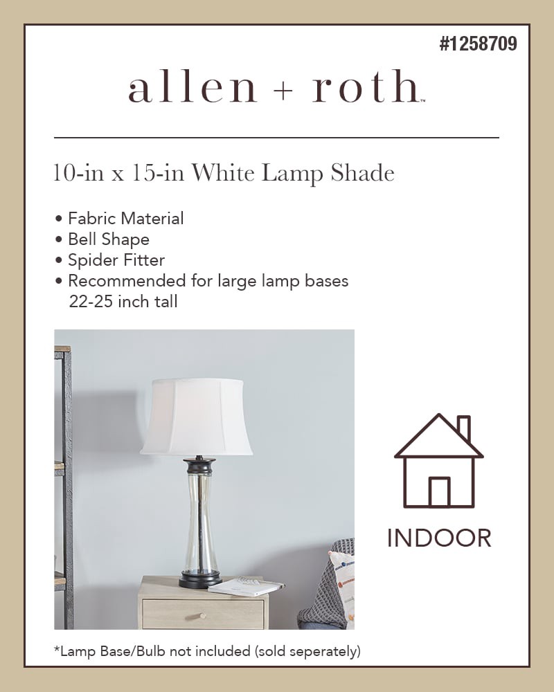 slide 3 of 6, allen + roth 10-in x 15-in White Fabric Bell Lamp Shade, 1 ct