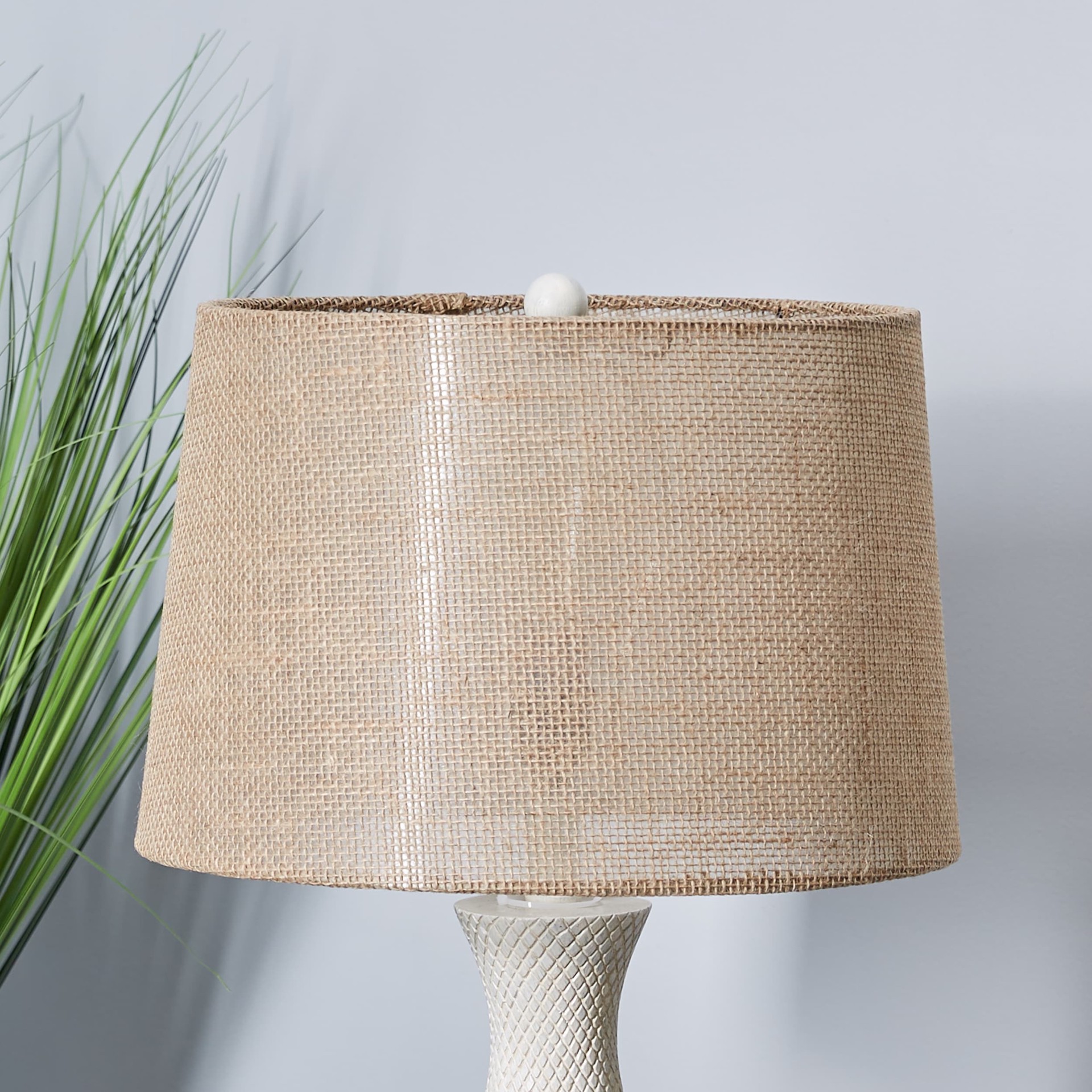 slide 5 of 6, allen + roth 10-in x 15-in Burlap Plastic Drum Lamp Shade, 1 ct