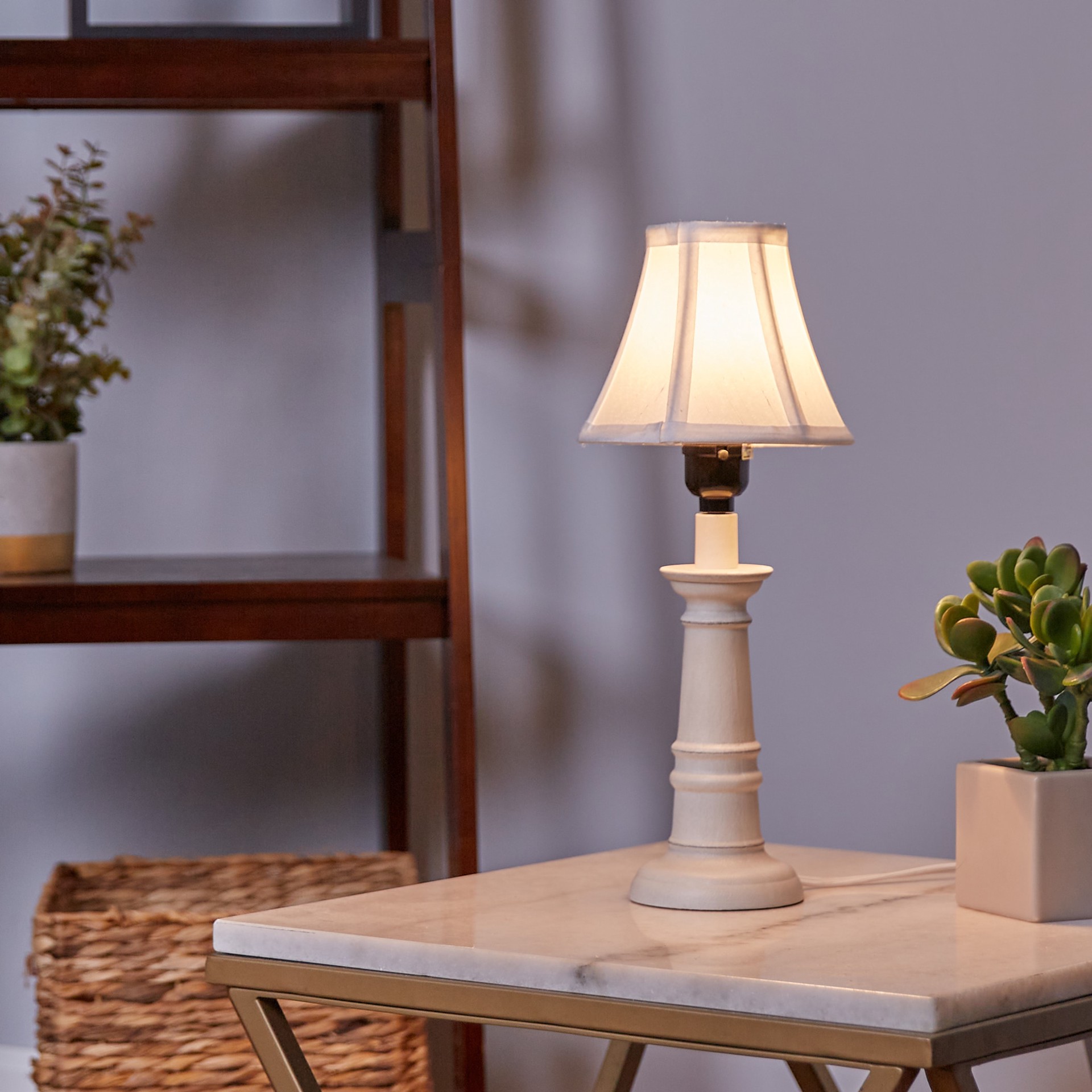 slide 4 of 6, allen + roth 5-in x 6-in White Fabric Bell Lamp Shade, 1 ct