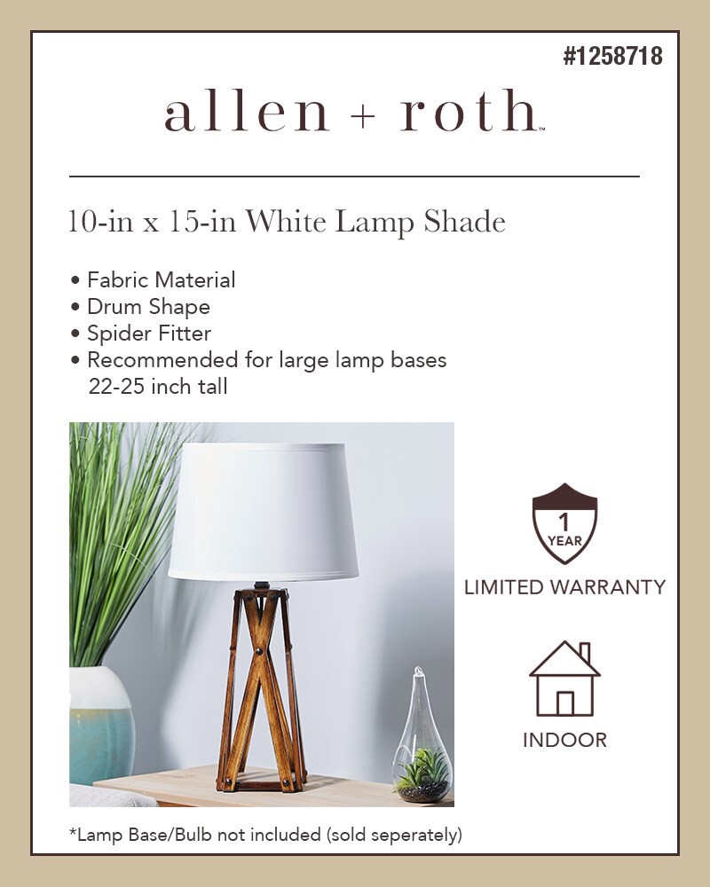 slide 6 of 6, allen + roth 10-in x 15-in White Fabric Drum Lamp Shade, 1 ct