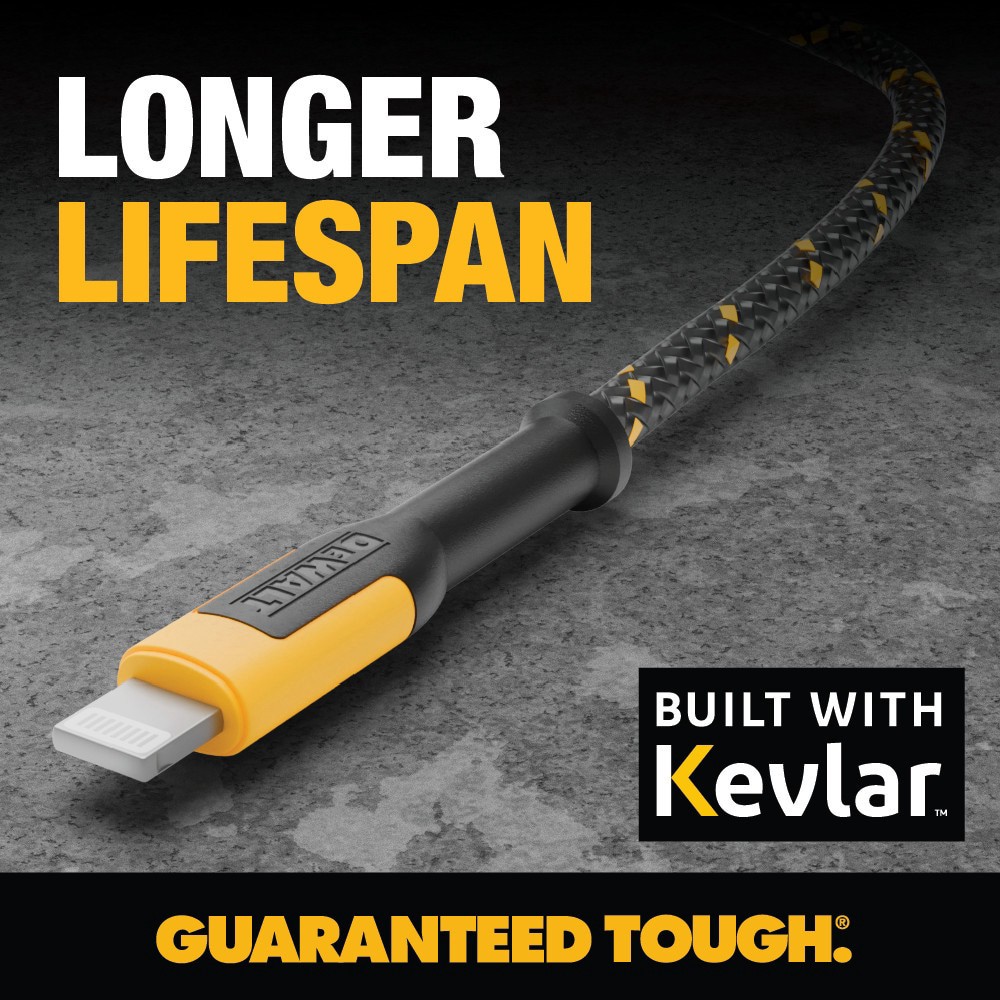 slide 3 of 6, DEWALT 10-ft USB Lightning Black Cable, 1 ct