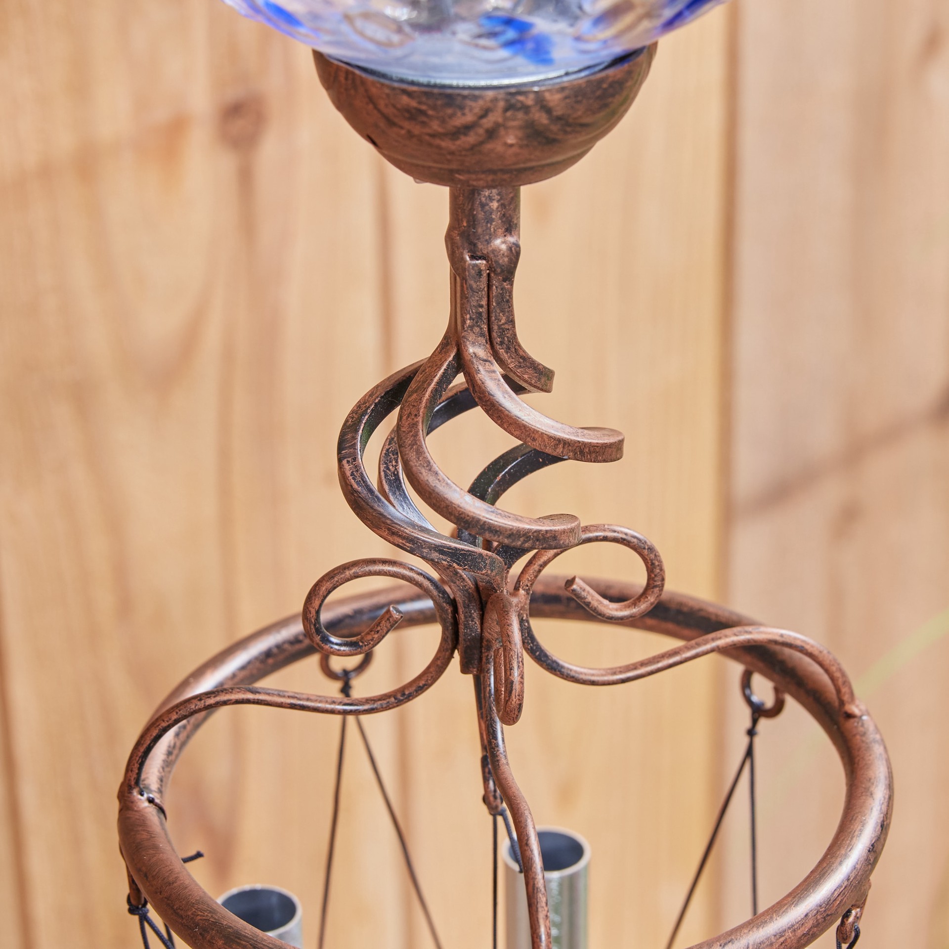 slide 2 of 6, Exhart 46.25-in Multi Color Metal Solar Wind Chime, 1 ct