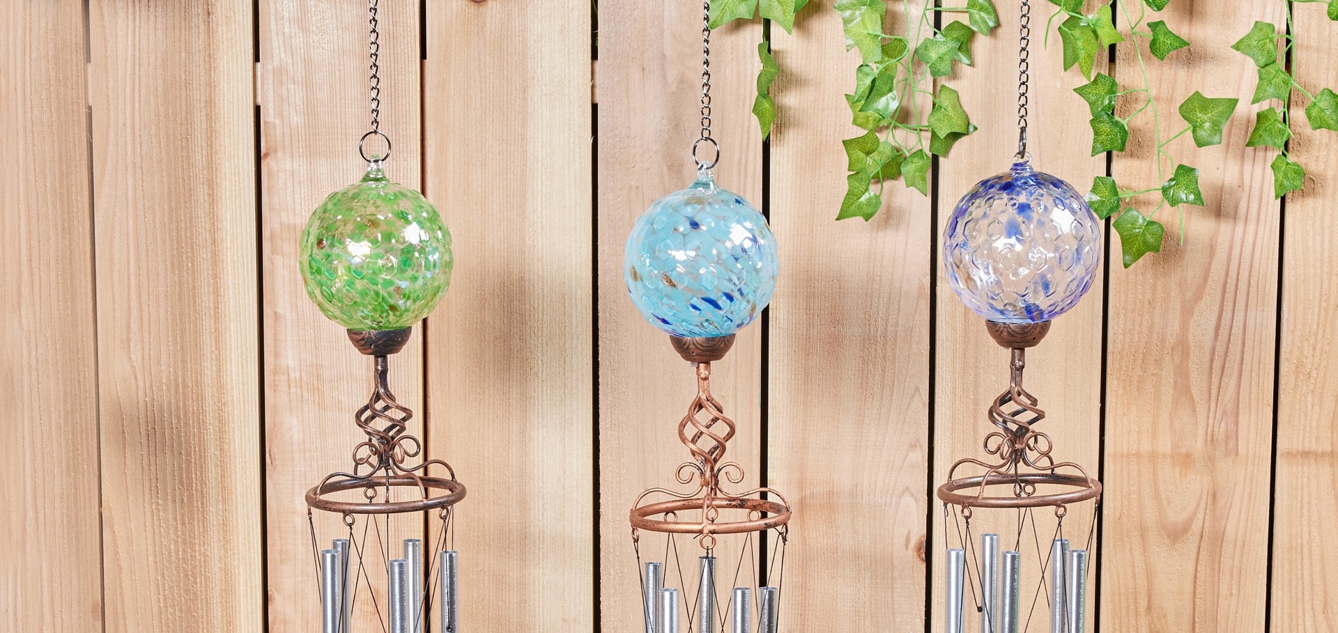 slide 4 of 6, Exhart 46.25-in Multi Color Metal Solar Wind Chime, 1 ct