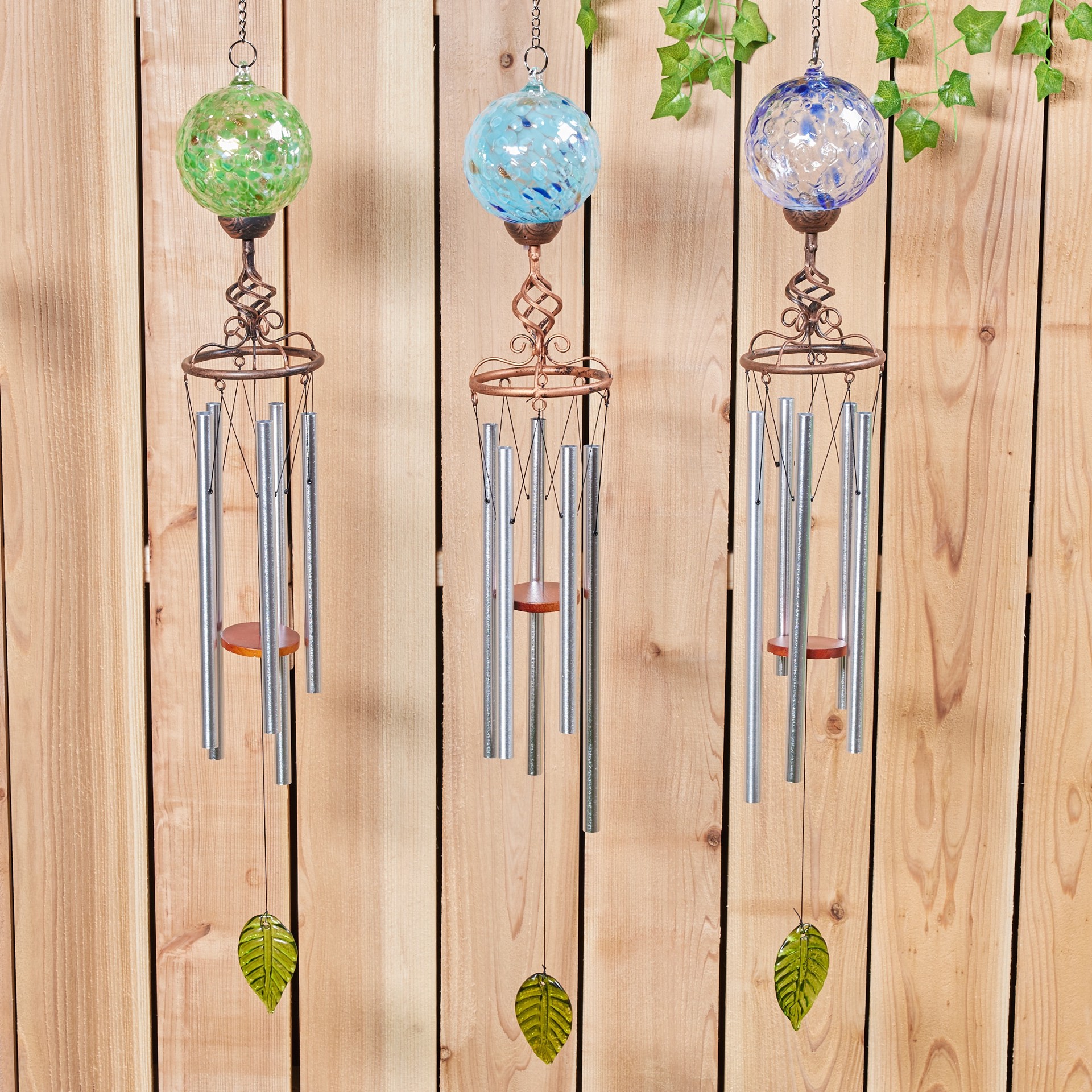 slide 5 of 6, Exhart 46.25-in Multi Color Metal Solar Wind Chime, 1 ct