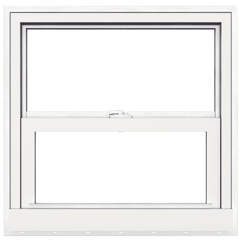 slide 2 of 6, JELD-WEN Premium Atlantic Vinyl 25-1/4-in x 24-3/4-in White Exterior Vinyl New Construction Single Hung Window Low-E Double Pane Glass (Half Screen Included), 1 ct