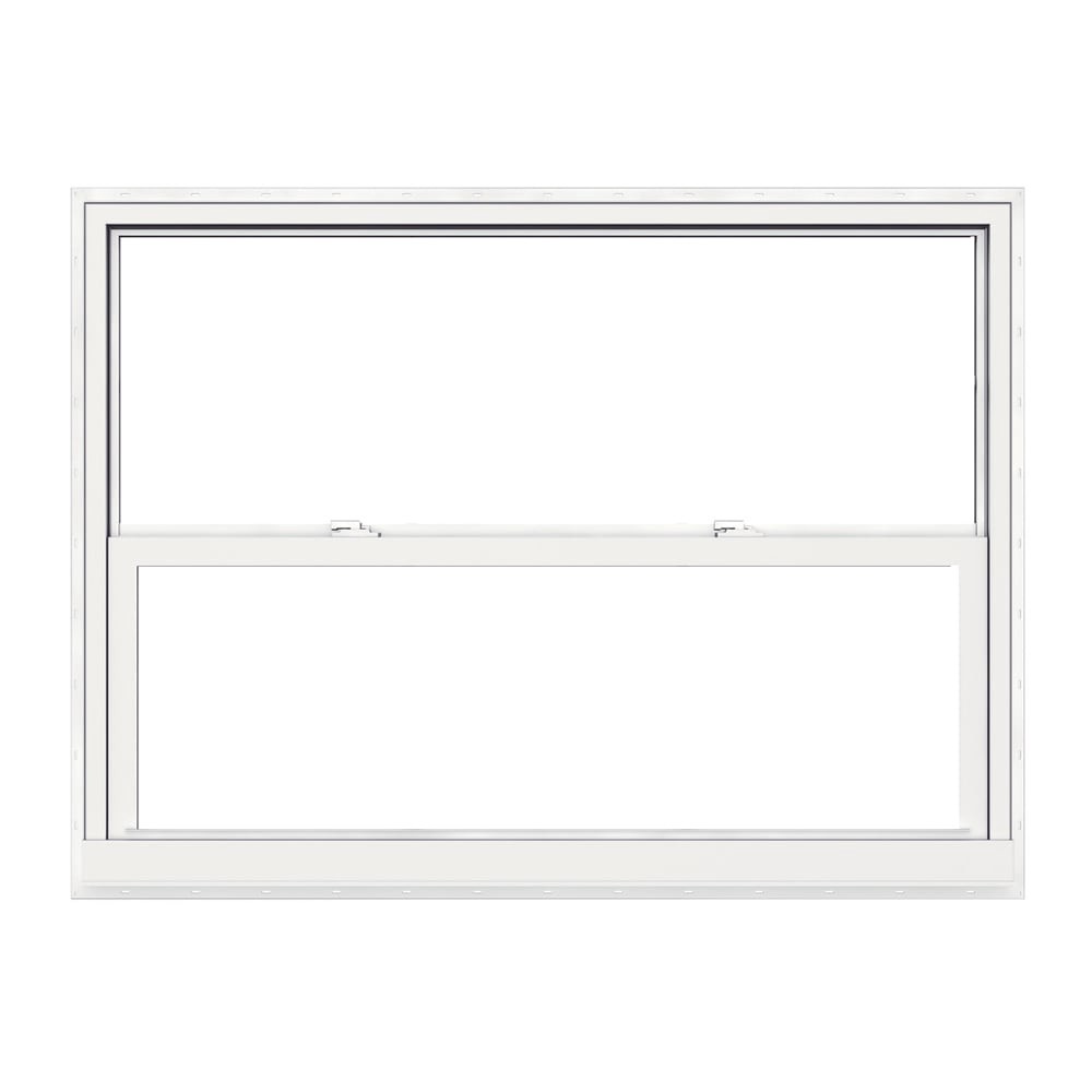 slide 2 of 6, JELD-WEN Premium Atlantic Vinyl 35-3/4-in x 24-3/4-in White Exterior Vinyl New Construction Single Hung Window Low-E Double Pane Glass (Half Screen Included), 1 ct