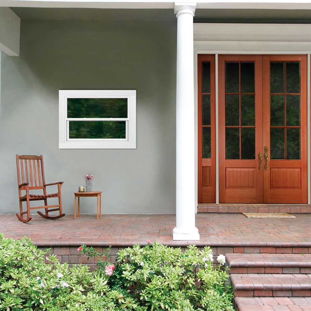 slide 3 of 6, JELD-WEN Premium Atlantic Vinyl 35-3/4-in x 24-3/4-in White Exterior Vinyl New Construction Single Hung Window Low-E Double Pane Glass (Half Screen Included), 1 ct