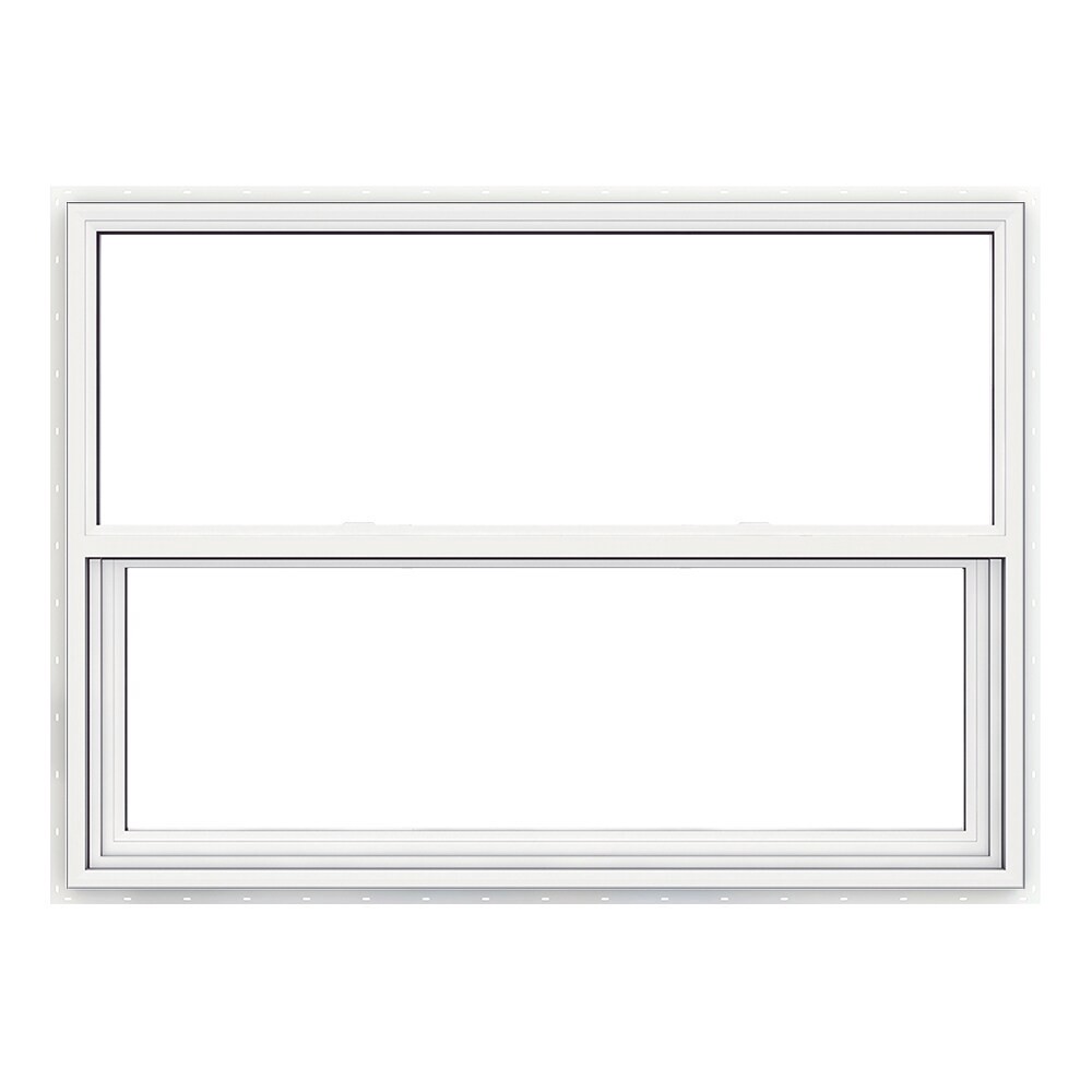 slide 1 of 6, JELD-WEN Premium Atlantic Vinyl 35-3/4-in x 24-3/4-in White Exterior Vinyl New Construction Single Hung Window Low-E Double Pane Glass (Half Screen Included), 1 ct