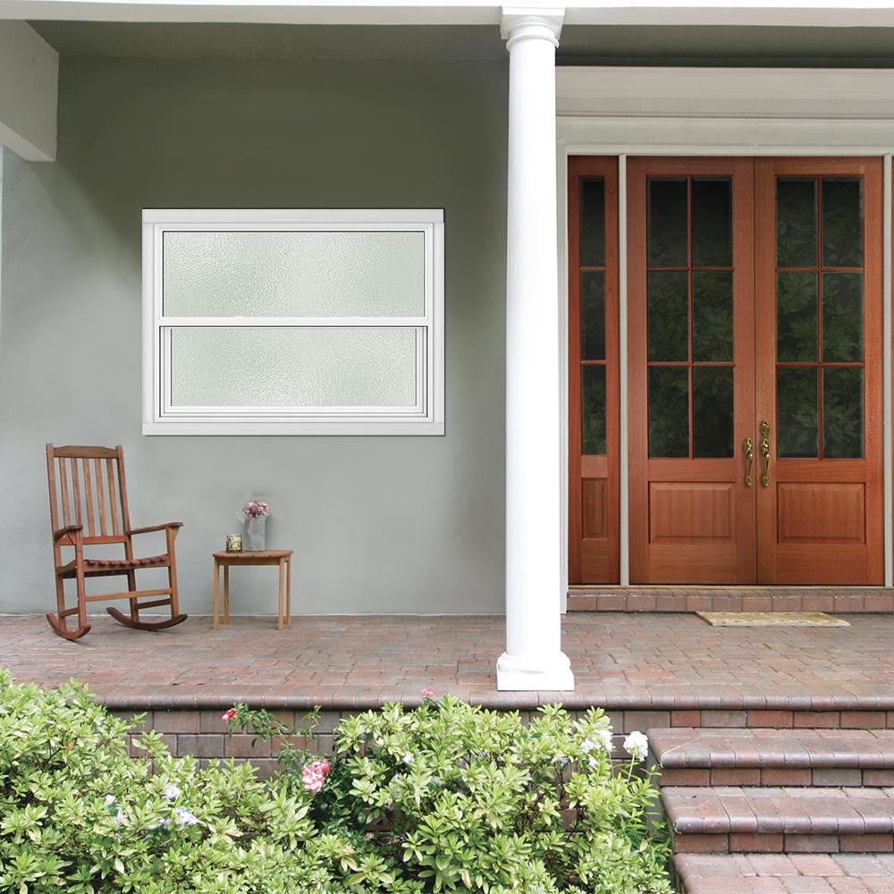 slide 3 of 6, JELD-WEN Premium Atlantic Vinyl 35-3/4-in x 24-3/4-in White Exterior Vinyl New Construction Single Hung Window Low-E Double Pane Glass (Half Screen Included), 1 ct