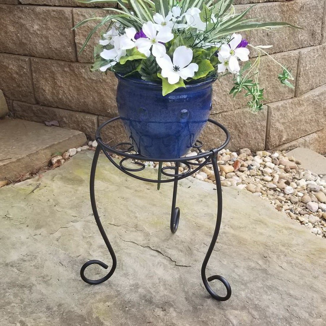 slide 2 of 6, Style Selections 15-in H x 11-in W Black Indoor/Outdoor Round Steel Plant Stand, 1 ct