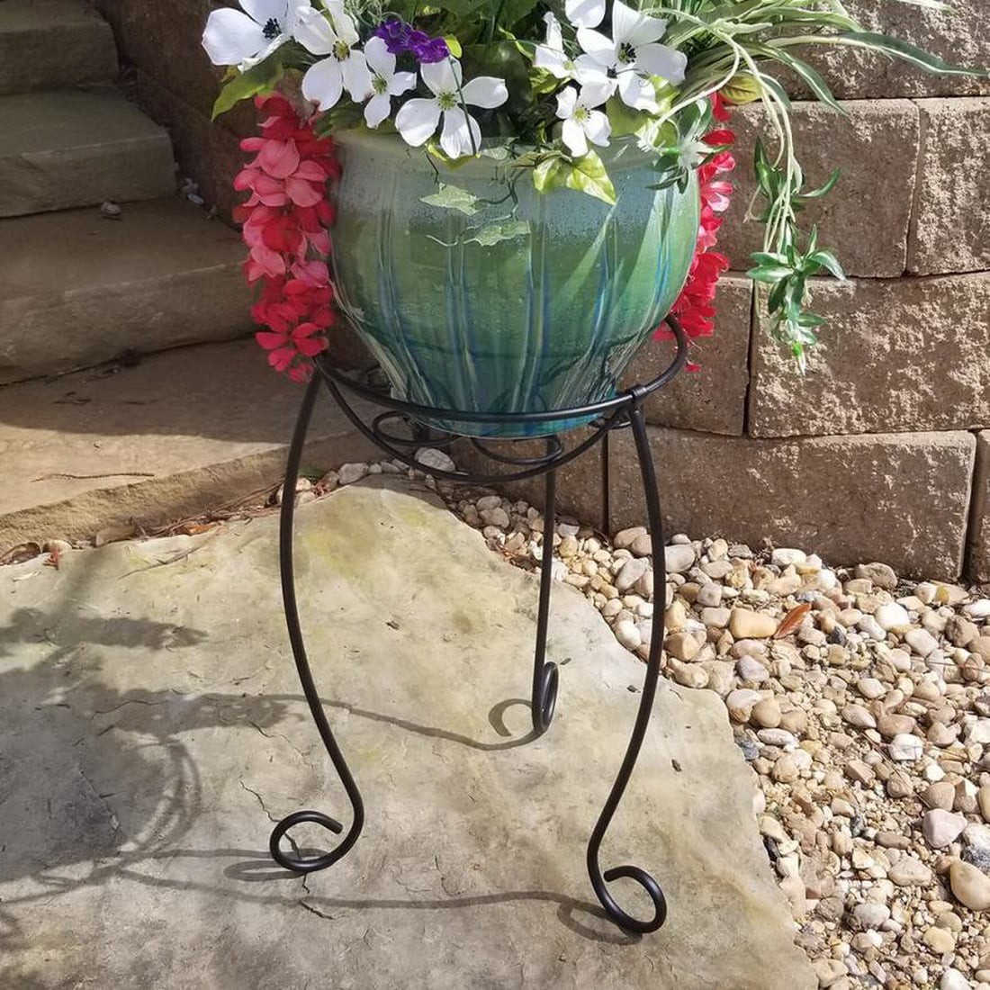 slide 5 of 6, Style Selections 21-in H x 11.25-in W Black Indoor/Outdoor Round Steel Plant Stand, 1 ct