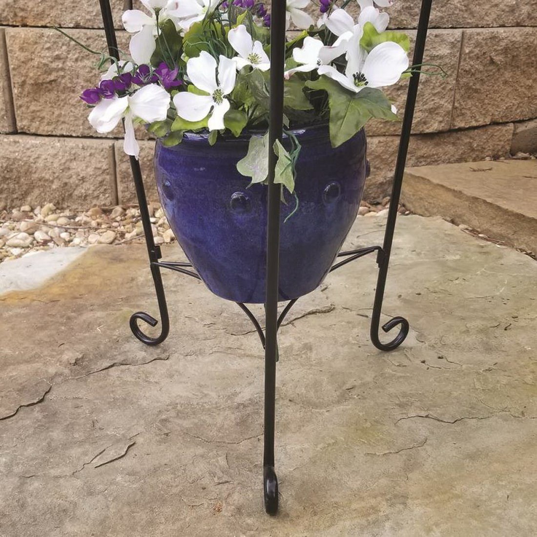 slide 5 of 6, allen + roth 27.3-in H x 13.3-in W Black Indoor/Outdoor Round Steel Plant Stand, 1 ct