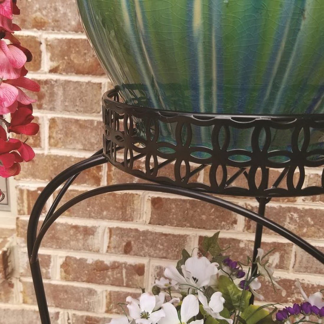 slide 6 of 6, allen + roth 27.3-in H x 13.3-in W Black Indoor/Outdoor Round Steel Plant Stand, 1 ct