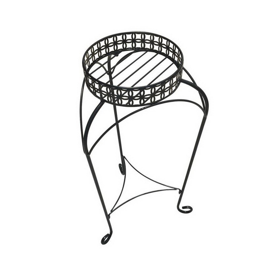 slide 1 of 6, allen + roth 27.3-in H x 13.3-in W Black Indoor/Outdoor Round Steel Plant Stand, 1 ct