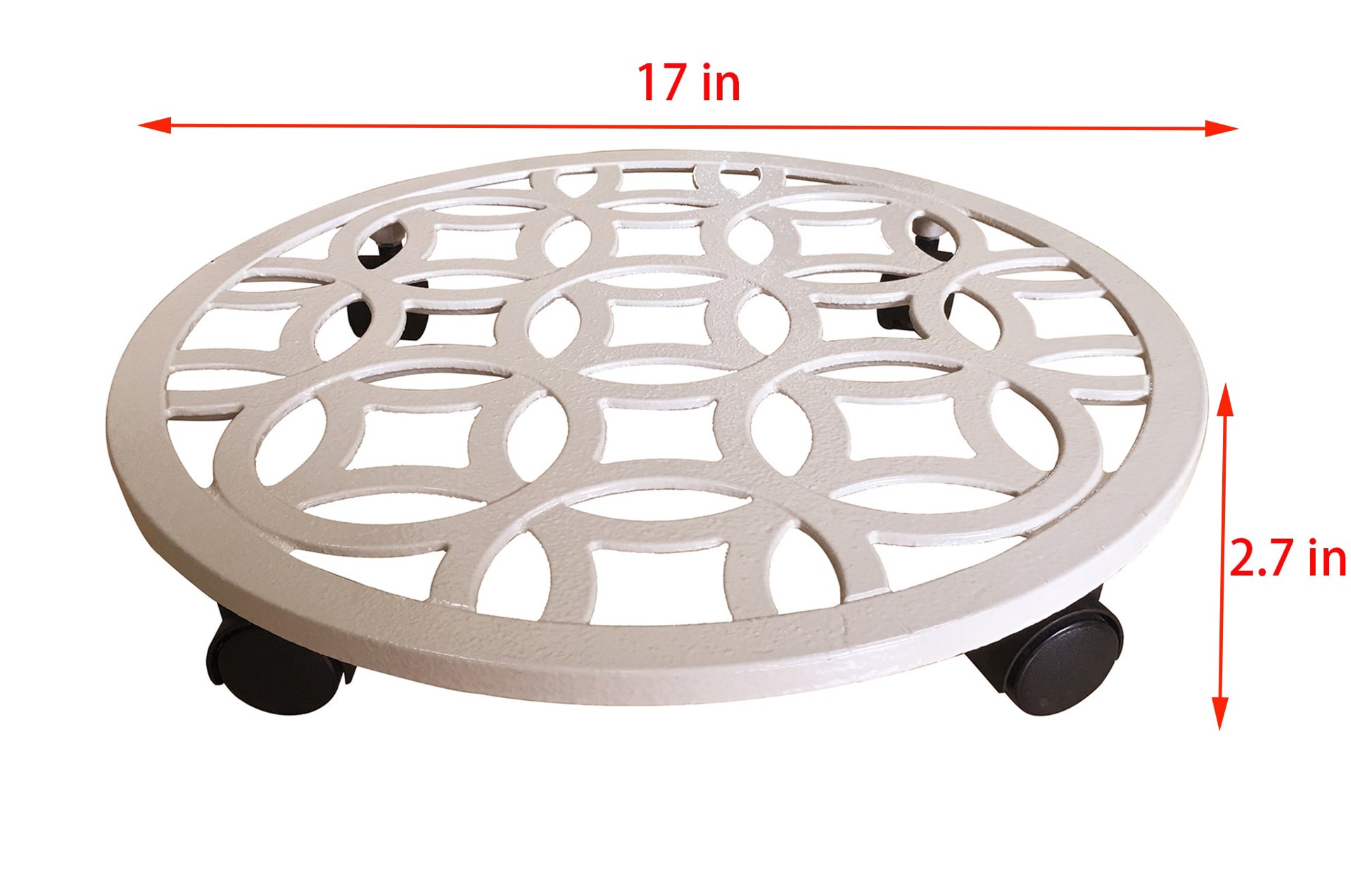 slide 4 of 4, allen + roth 17-in L x 17-in D x 2.7-in H Off-white Plant Caddy, 1 ct