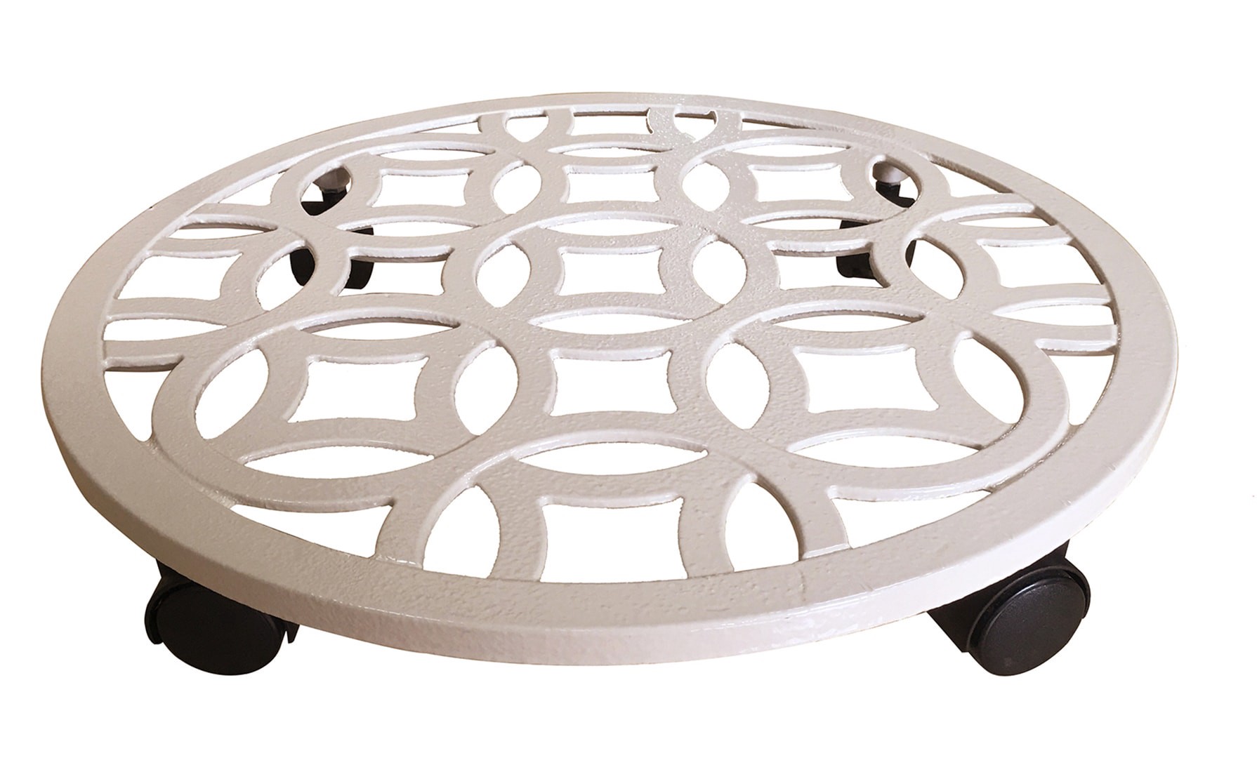 slide 1 of 4, allen + roth 17-in L x 17-in D x 2.7-in H Off-white Plant Caddy, 1 ct