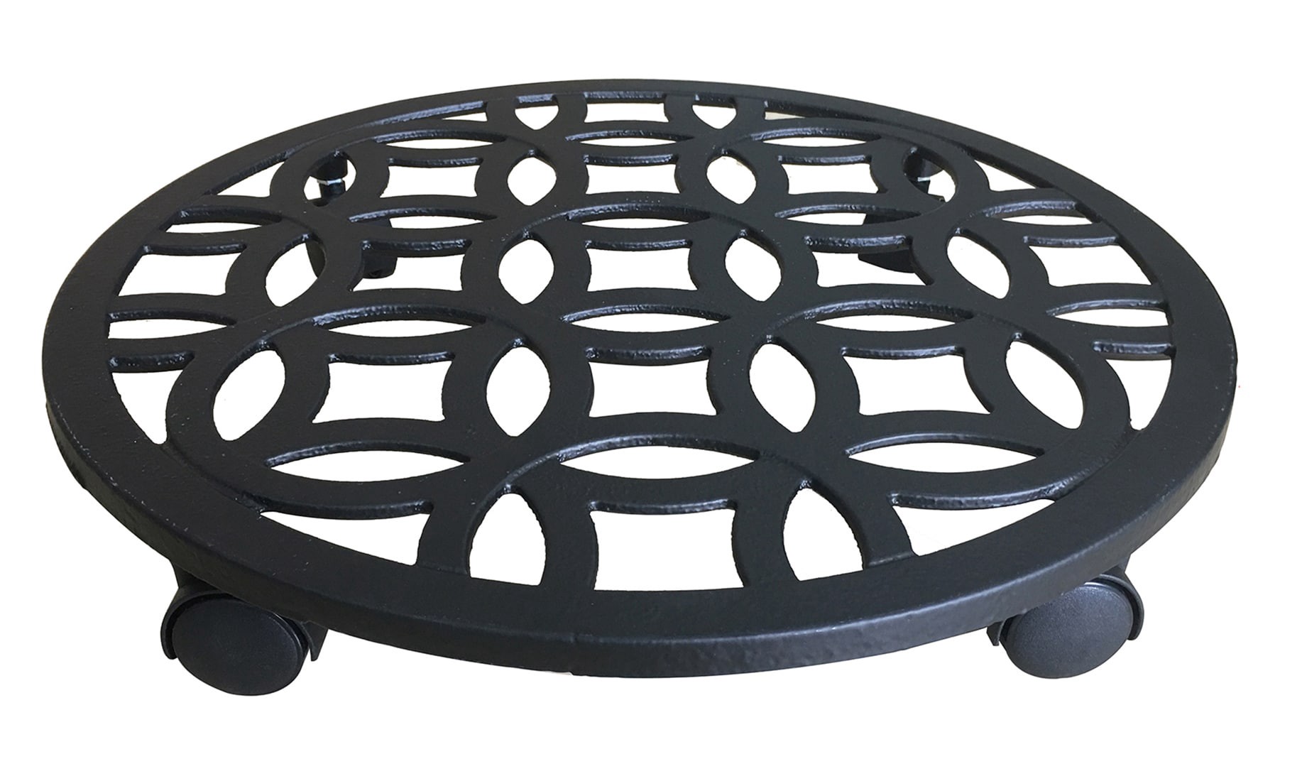 slide 1 of 5, allen + roth 17-in L x 17-in D x 2.7-in H Black Plant Caddy, 1 ct