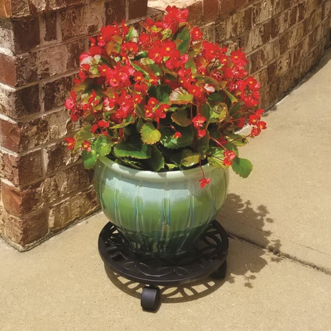 slide 4 of 6, allen + roth 12-in L x 12-in D x 2.7-in H Black Plant Caddy, 1 ct