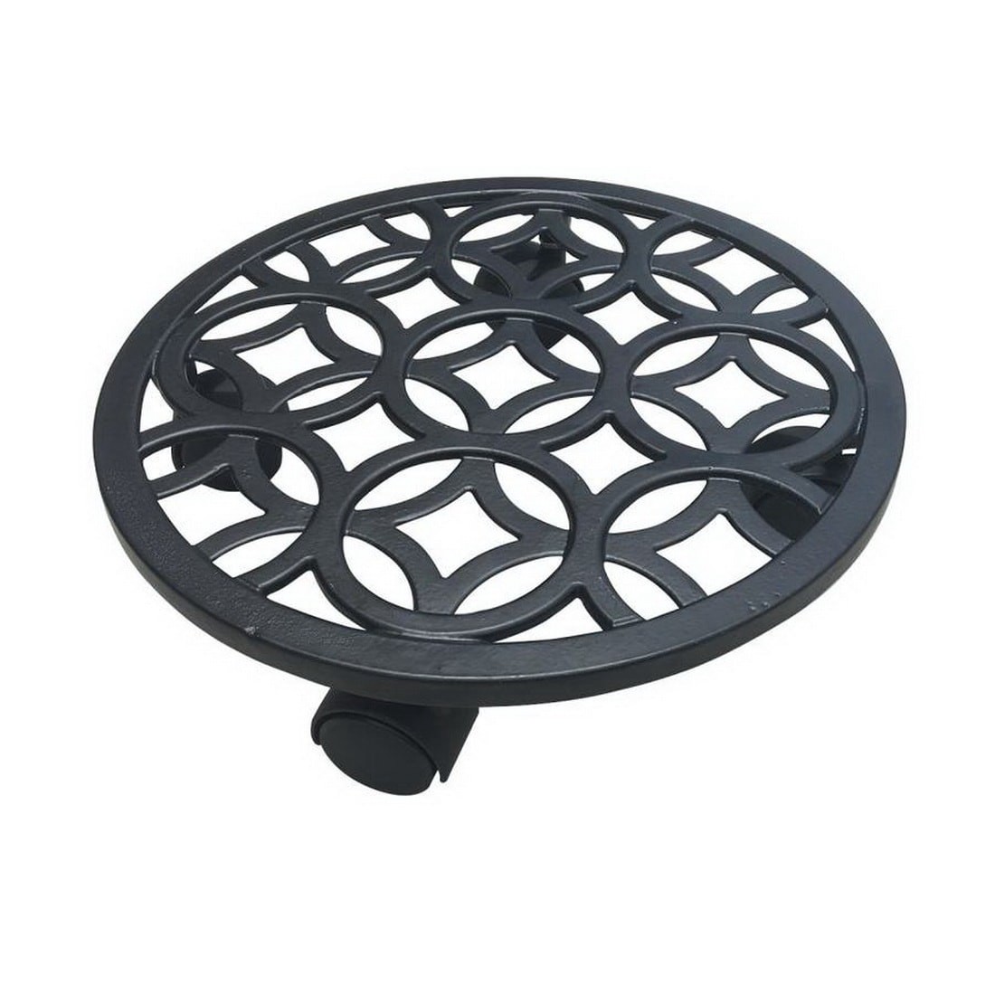 slide 1 of 6, allen + roth 12-in L x 12-in D x 2.7-in H Black Plant Caddy, 1 ct