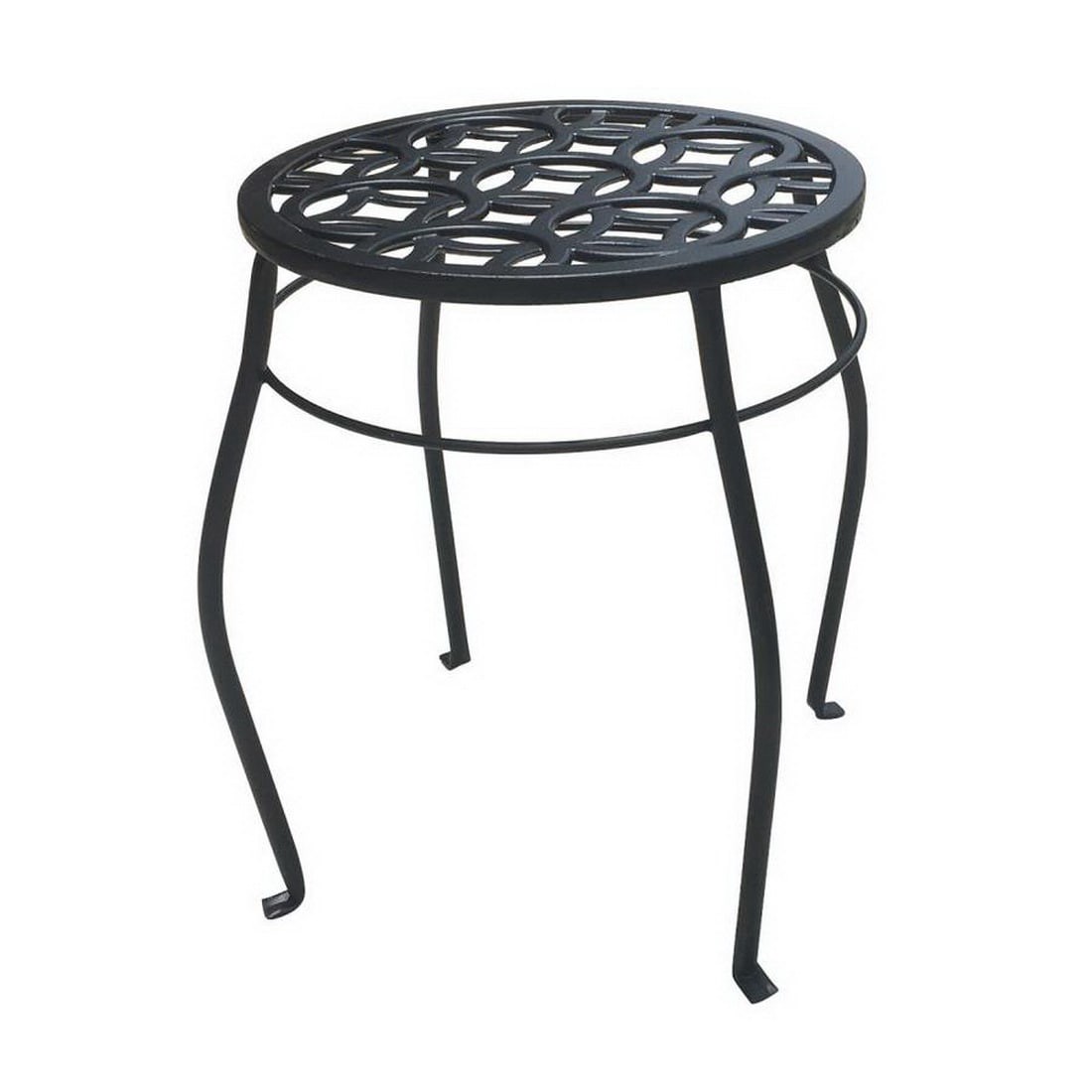 slide 1 of 6, allen + roth 15-in H x 11.8-in W Black Indoor/Outdoor Round Steel Plant Stand, 1 ct