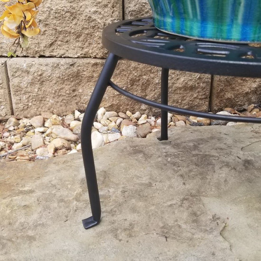 slide 3 of 6, allen + roth 9-in H x 12-in W Black Indoor/Outdoor Round Steel Plant Stand, 1 ct