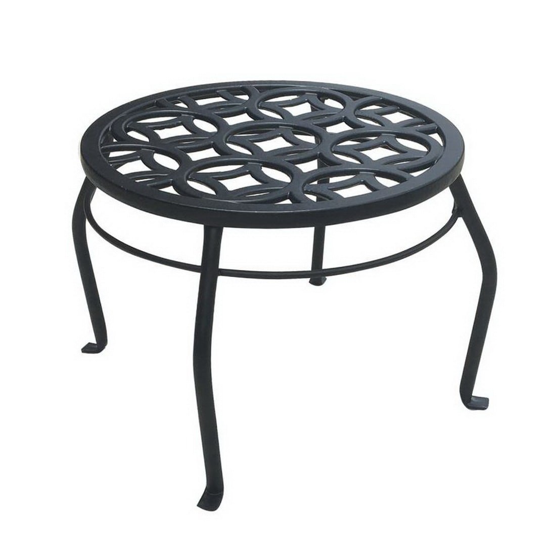 slide 1 of 6, allen + roth 9-in H x 12-in W Black Indoor/Outdoor Round Steel Plant Stand, 1 ct