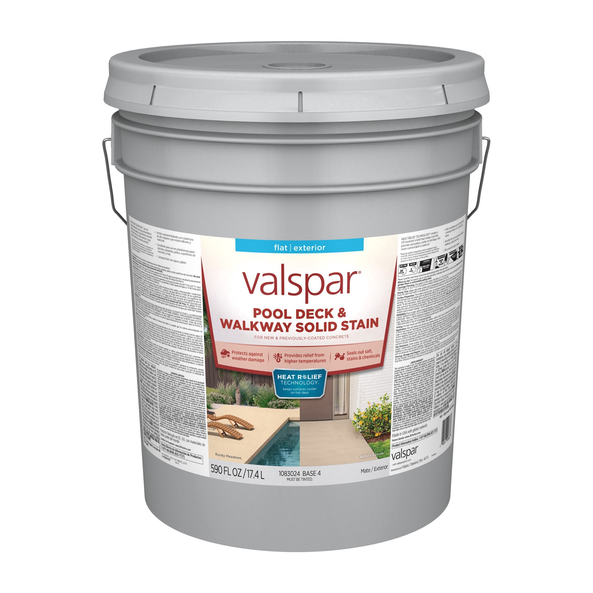 slide 1 of 6, Valspar Heat Relief Base 4 Acrylic Flat Concrete stain ( 5-gallon ), 1 ct