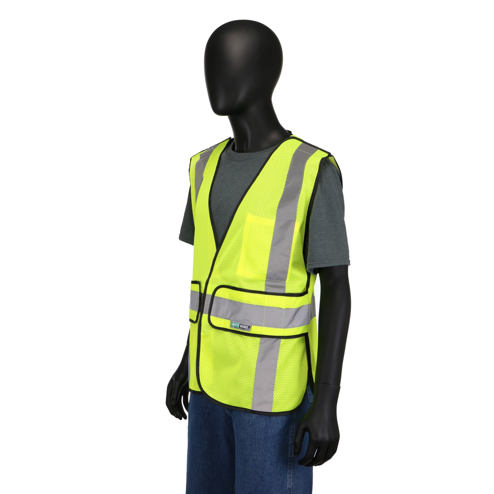 slide 3 of 6, Safety Works Yellow Polyester High Visibility Reflective Safety Vest, 1 ct