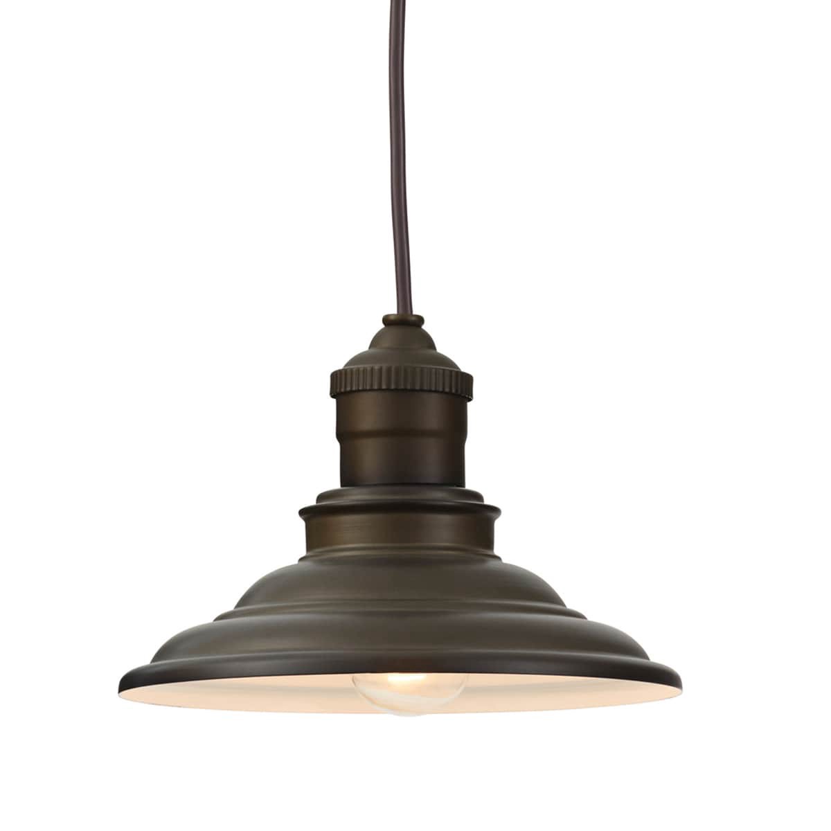 slide 3 of 6, allen + roth Hainsbrook 1 -Light Aged bronze Industrial Cone Mini Hanging Pendant light, 1 ct
