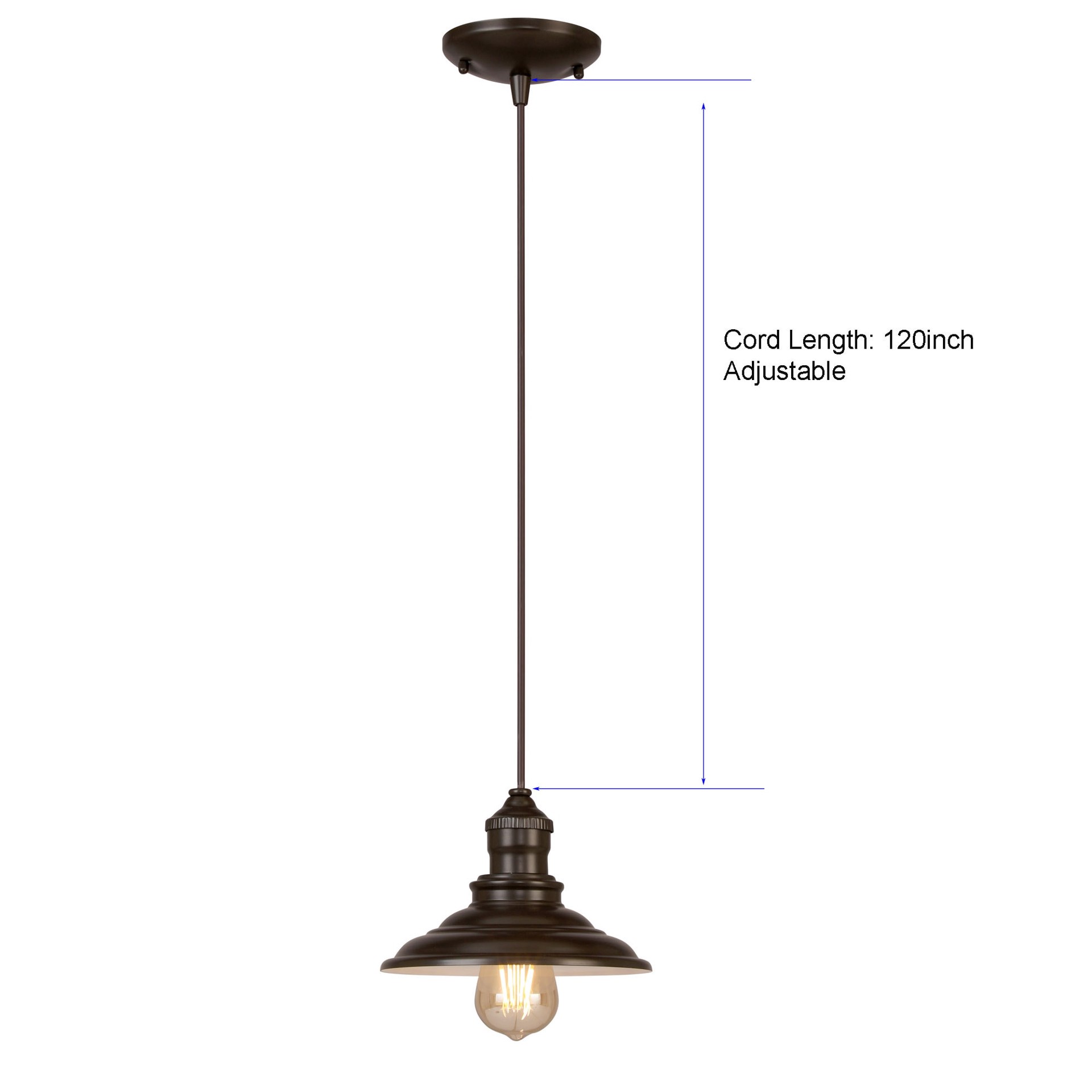slide 5 of 6, allen + roth Hainsbrook 1 -Light Aged bronze Industrial Cone Mini Hanging Pendant light, 1 ct