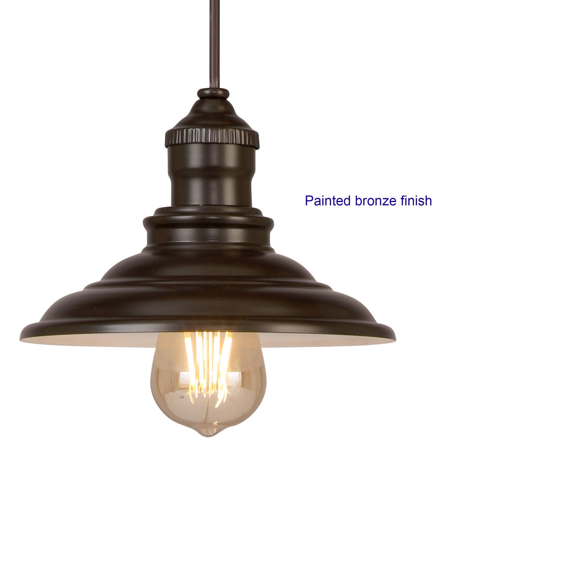 slide 6 of 6, allen + roth Hainsbrook 1 -Light Aged bronze Industrial Cone Mini Hanging Pendant light, 1 ct
