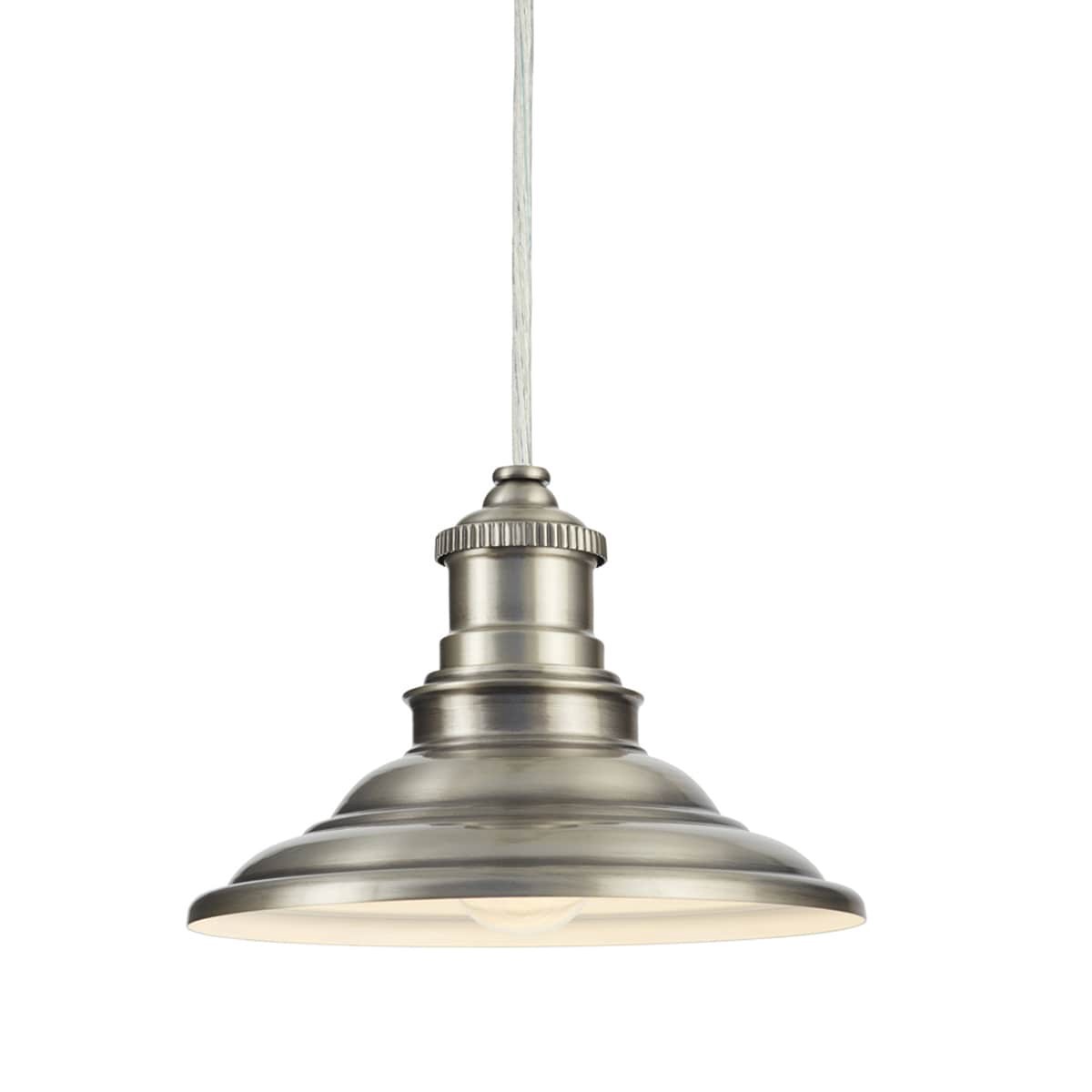 slide 3 of 6, allen + roth Hainsbrook 1 -Light Antique pewter Rustic Cone Mini Hanging Pendant light, 1 ct