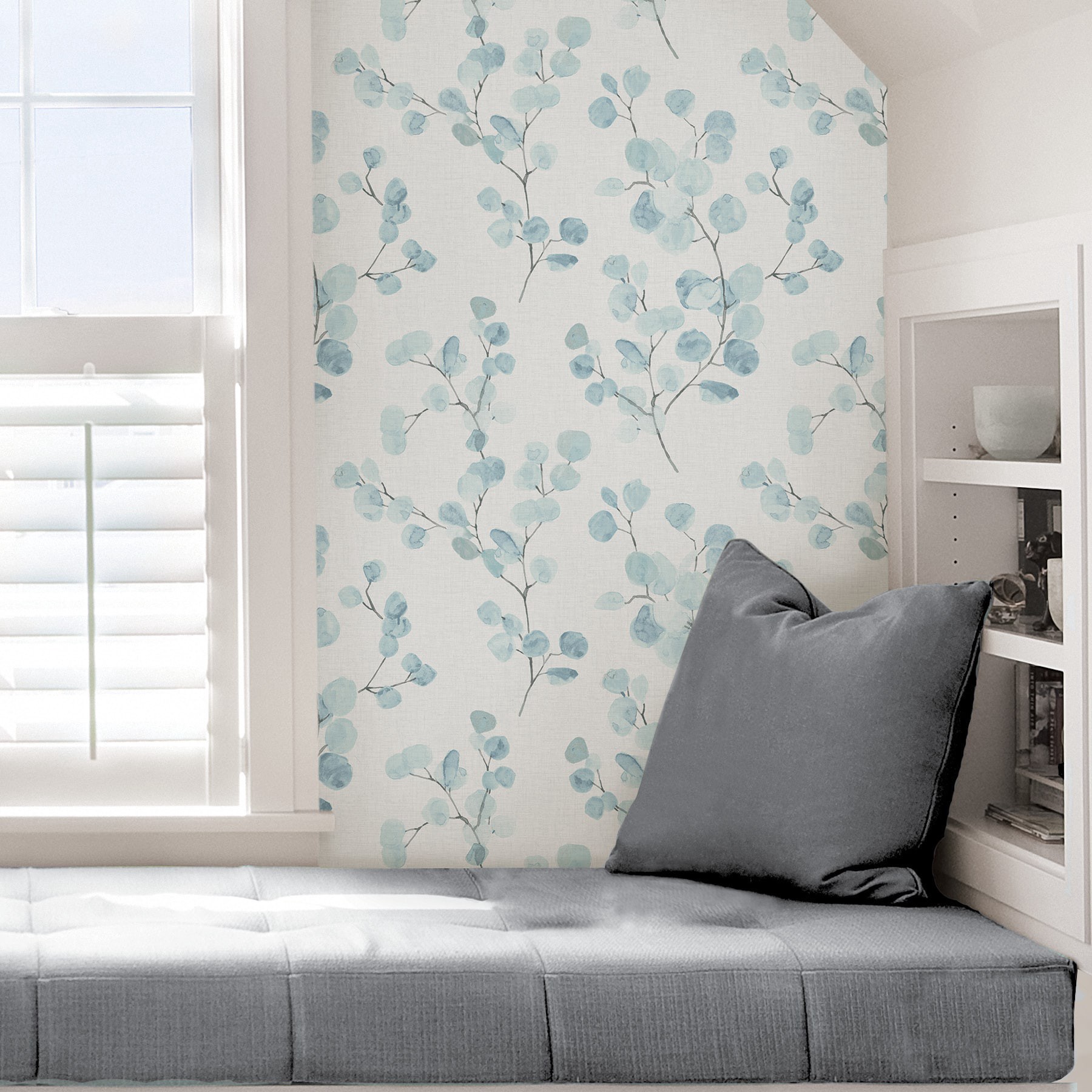 slide 6 of 6, Scott Living 30.75-sq ft Blue Green Vinyl Ivy/Vines Self-adhesive Peel and Stick Wallpaper, 1 ct