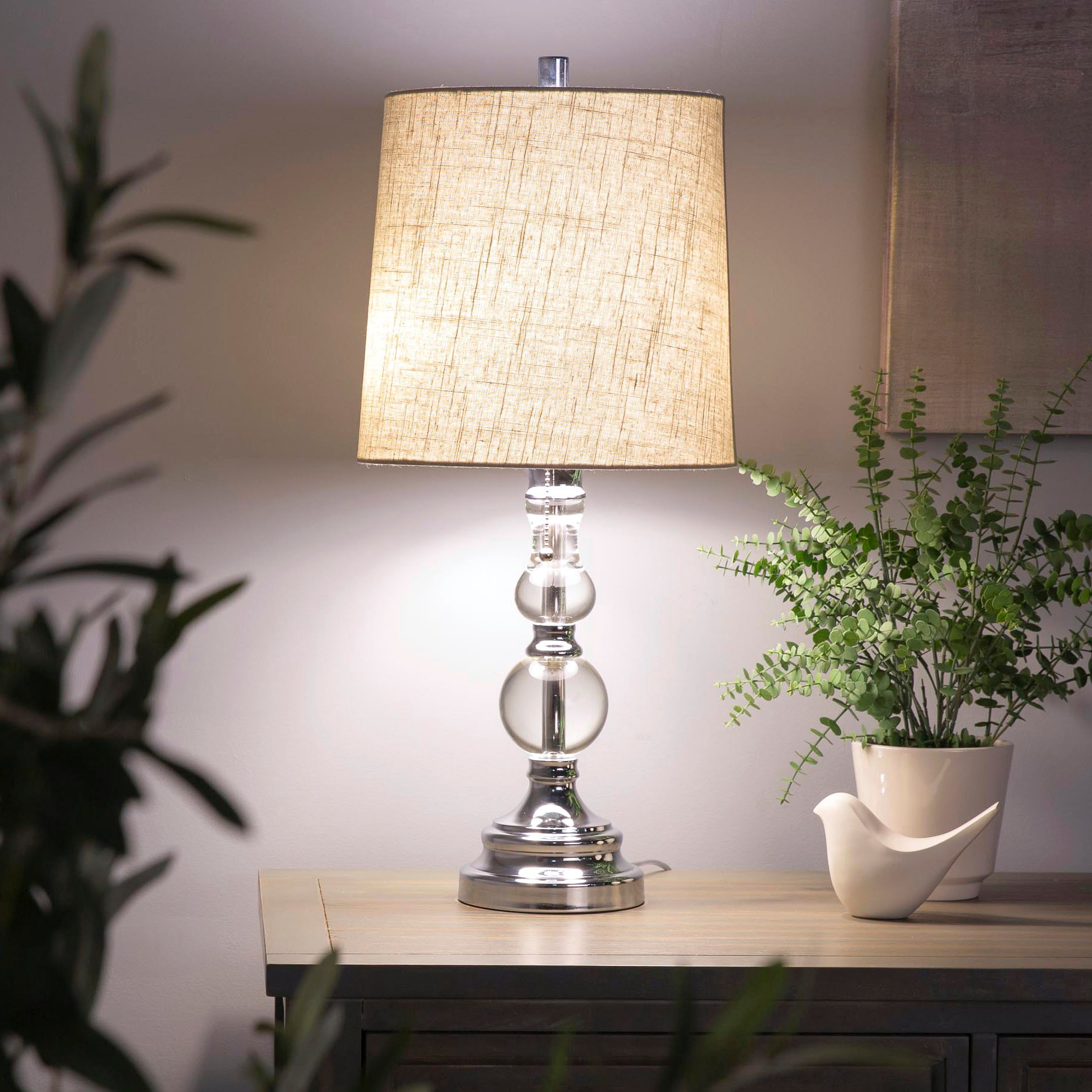 slide 2 of 6, allen + roth 11.5-in x 12-in Tan Fabric Drum Lamp Shade, 1 ct