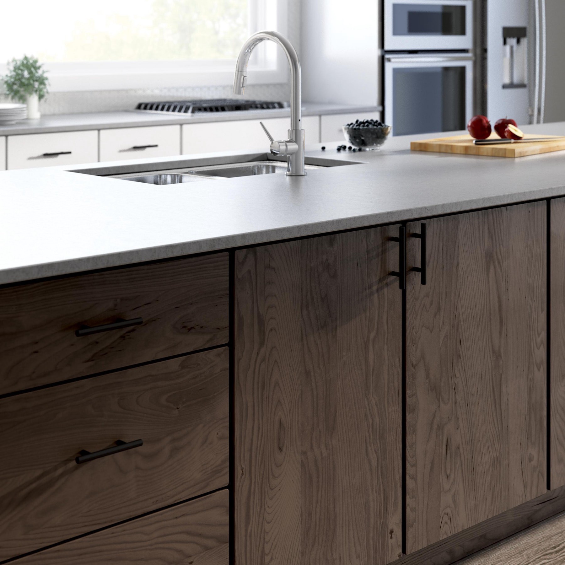 slide 5 of 6, Origin 21 Axel 3-in , 76mm Center to Center Solid Steel Matte Black Cylindrical Bar Drawer Pull, 1 ct