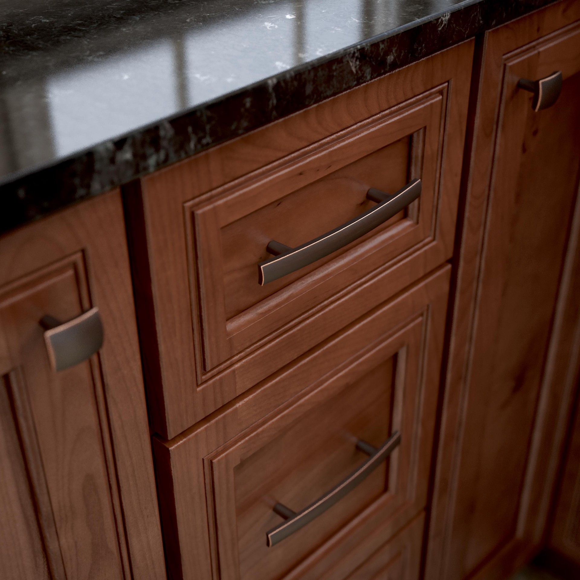 slide 2 of 6, allen + roth Amelia 3-3/4-in , 96mm Center to Center Bronze with Copper Highlights Arch Bar Drawer Pull, 1 ct