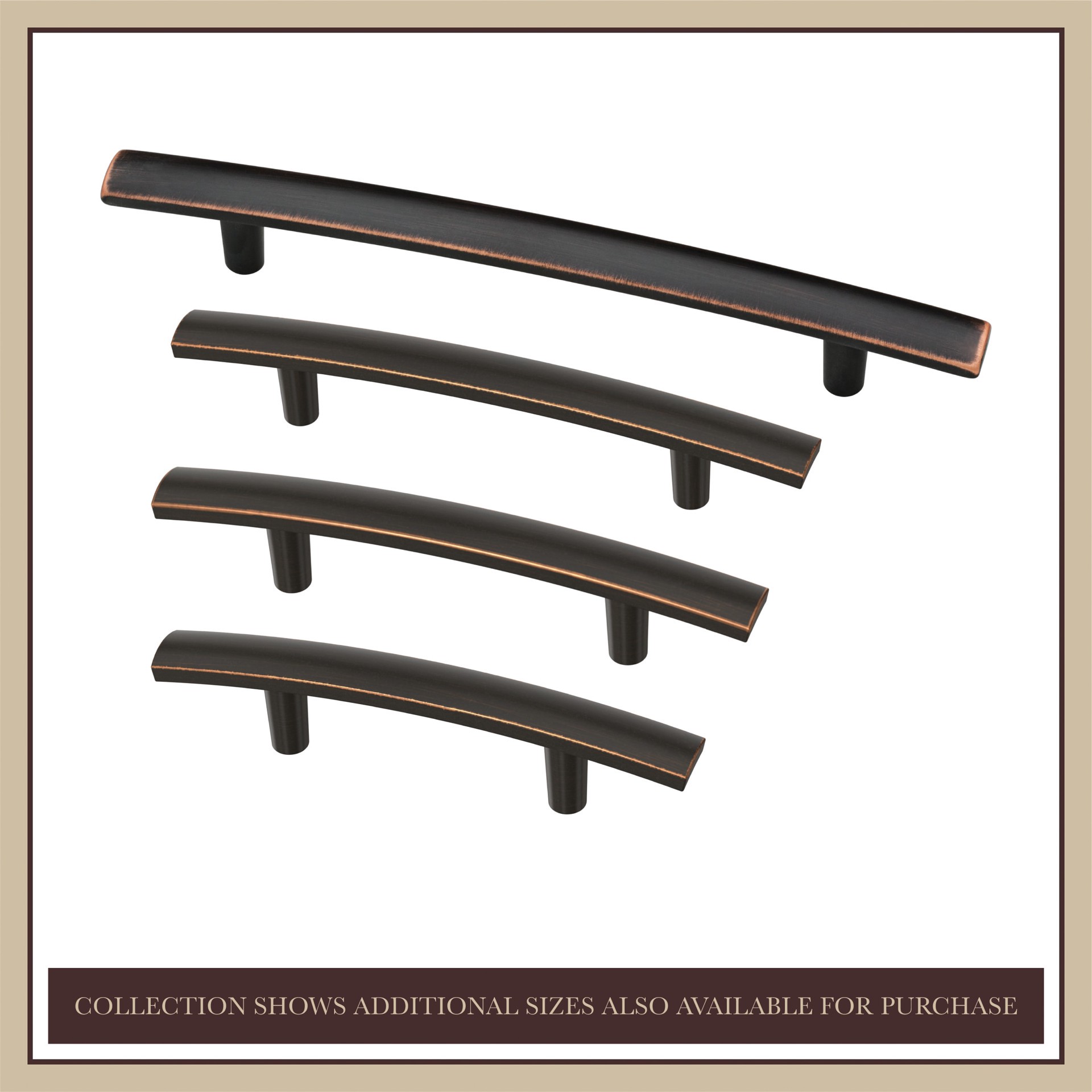 slide 3 of 6, allen + roth Amelia 3-3/4-in , 96mm Center to Center Bronze with Copper Highlights Arch Bar Drawer Pull, 1 ct