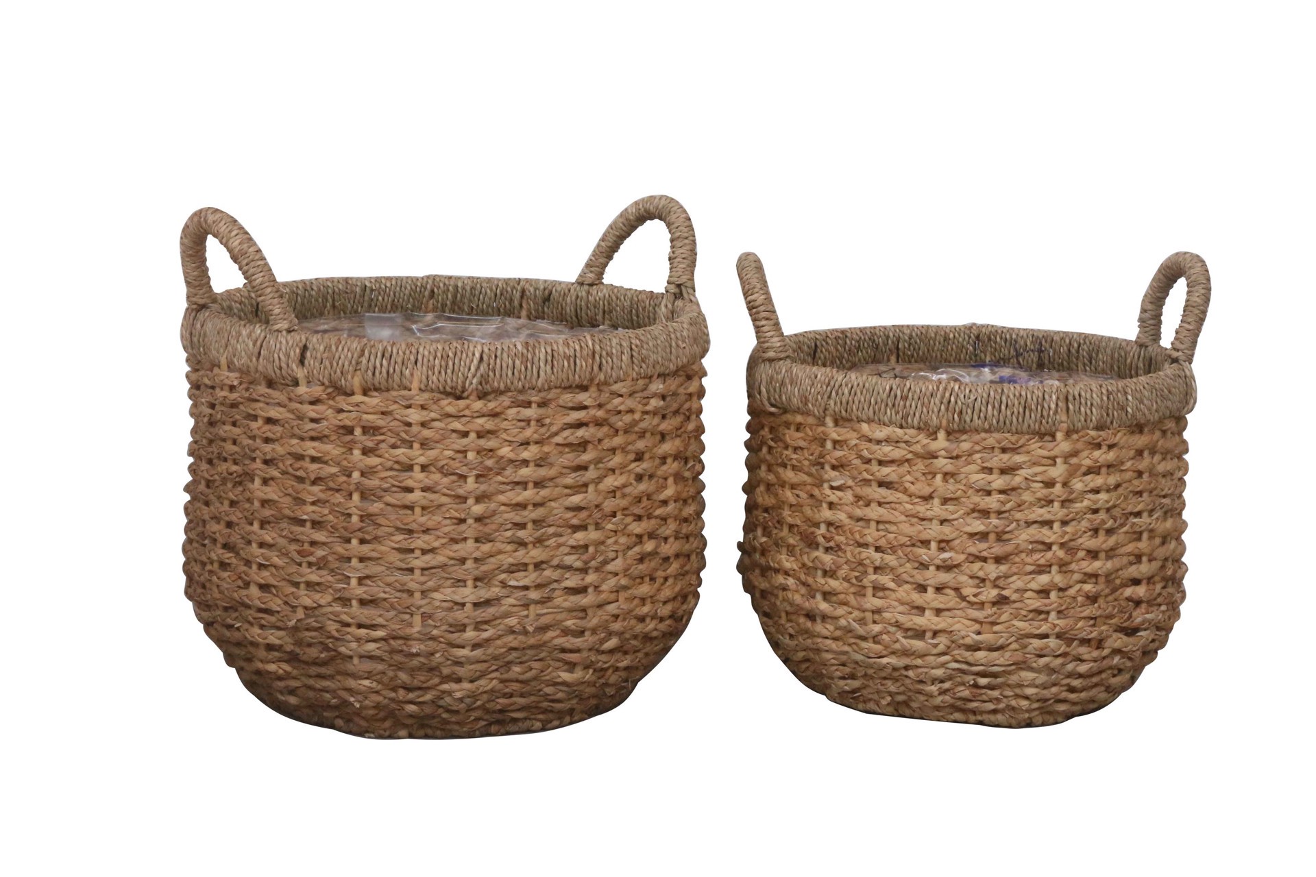 slide 1 of 6, allen + roth 2 -Pack Round 15.75-in W x 15.75-in L Brown Wicker Indoor Planter, 1 ct
