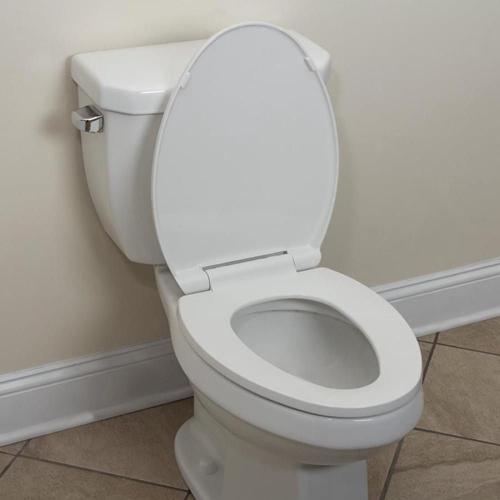 slide 6 of 6, Project Source Plastic White Elongated Soft Close Toilet Seat, 1 ct