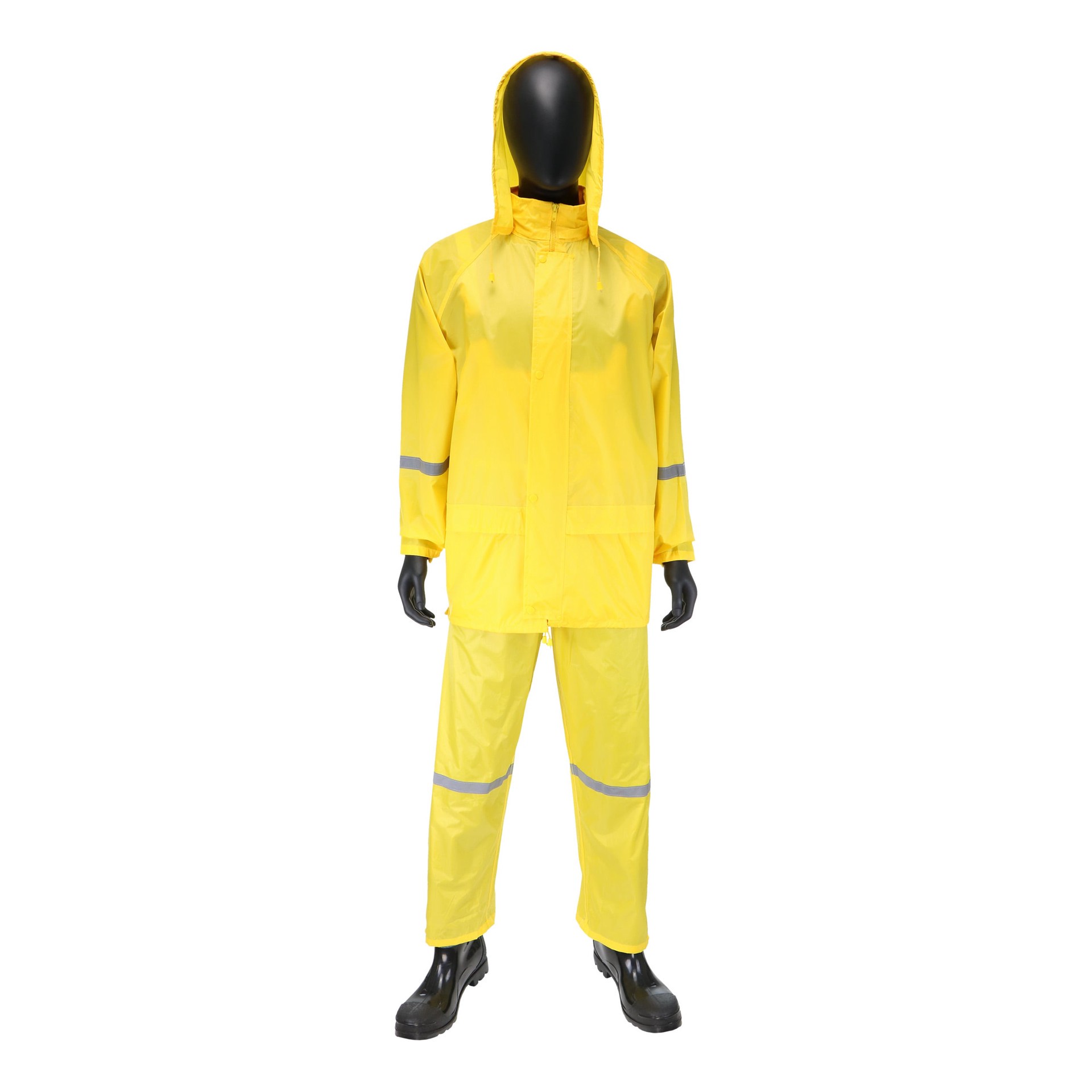 slide 2 of 5, Safety Works 3-Piece Men's Large Yellow Rain Suit, 1 ct