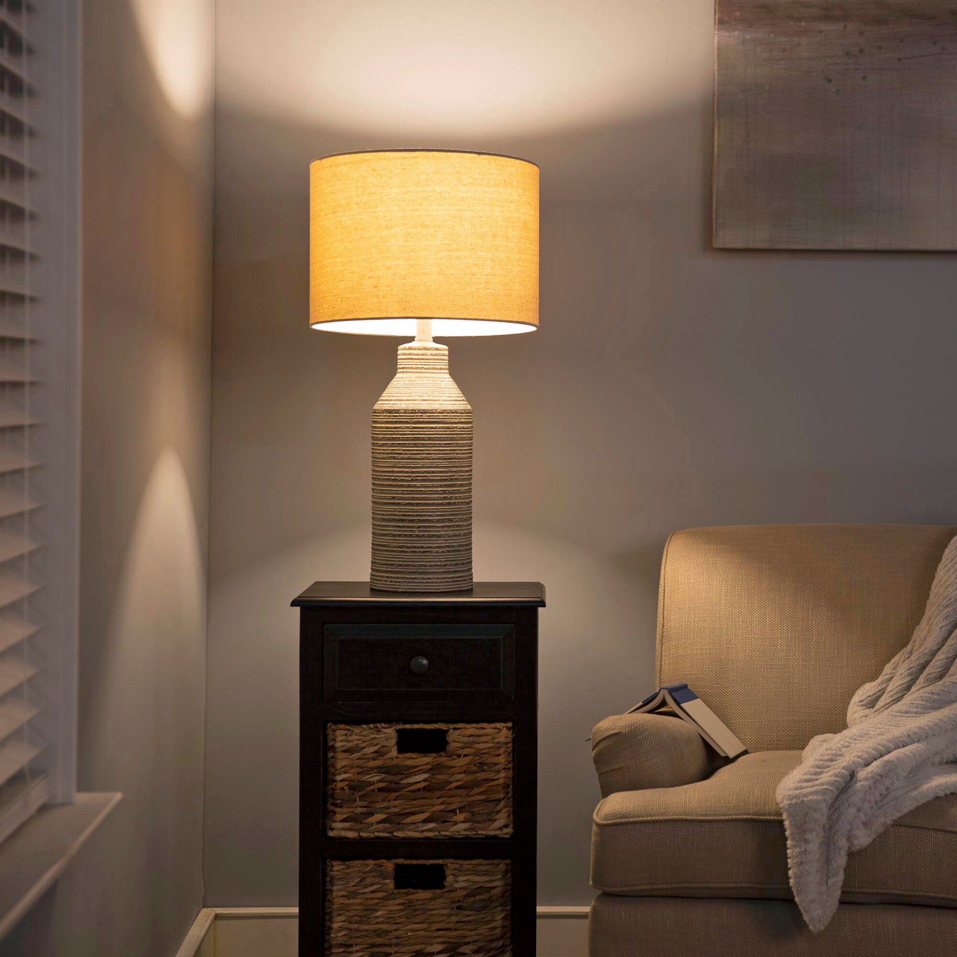 slide 2 of 5, allen + roth 20-in Rustic Plug-In Resin Lamp Base, 1 ct