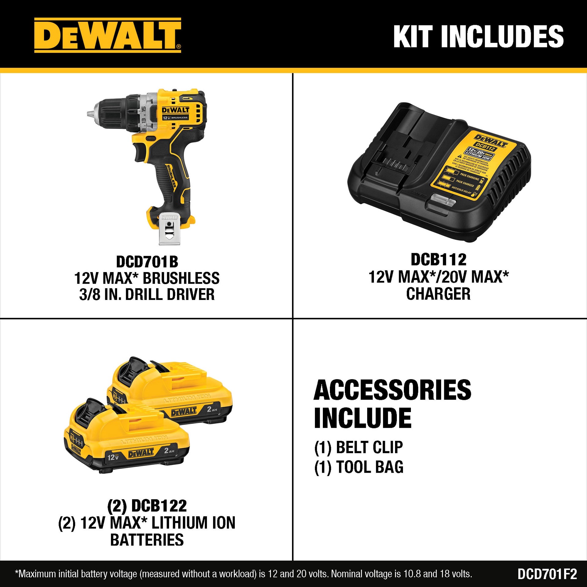 slide 2 of 6, DEWALT XTREME 12-volt Max 3/8-in Keyless Brushless Cordless Drill ( 2 -Batteries Included, and Charger Included ), 1 ct