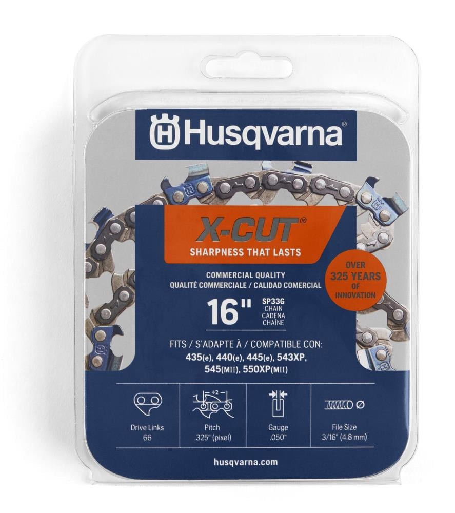 slide 1 of 6, Husqvarna X-Cut SP33G 66 Link Replacement Chainsaw Chain For 16-in , 0.05-in Gauge , .325-in Pitch, 1 ct