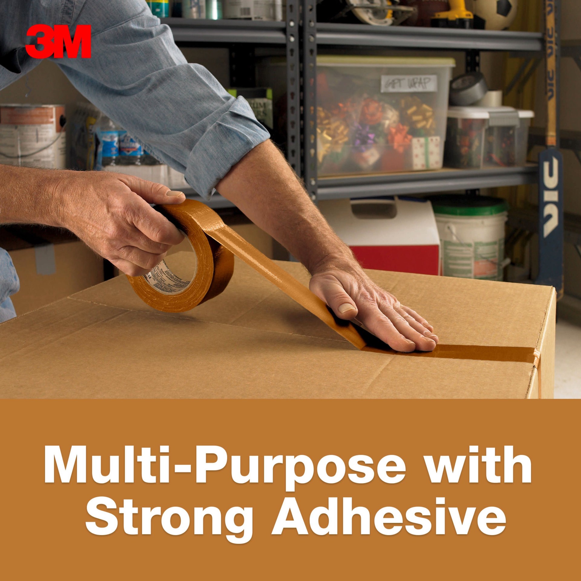 slide 3 of 6, 3M Brown Rubberized Duct Tape 1.88-in x 20 Yard(s), 1 ct