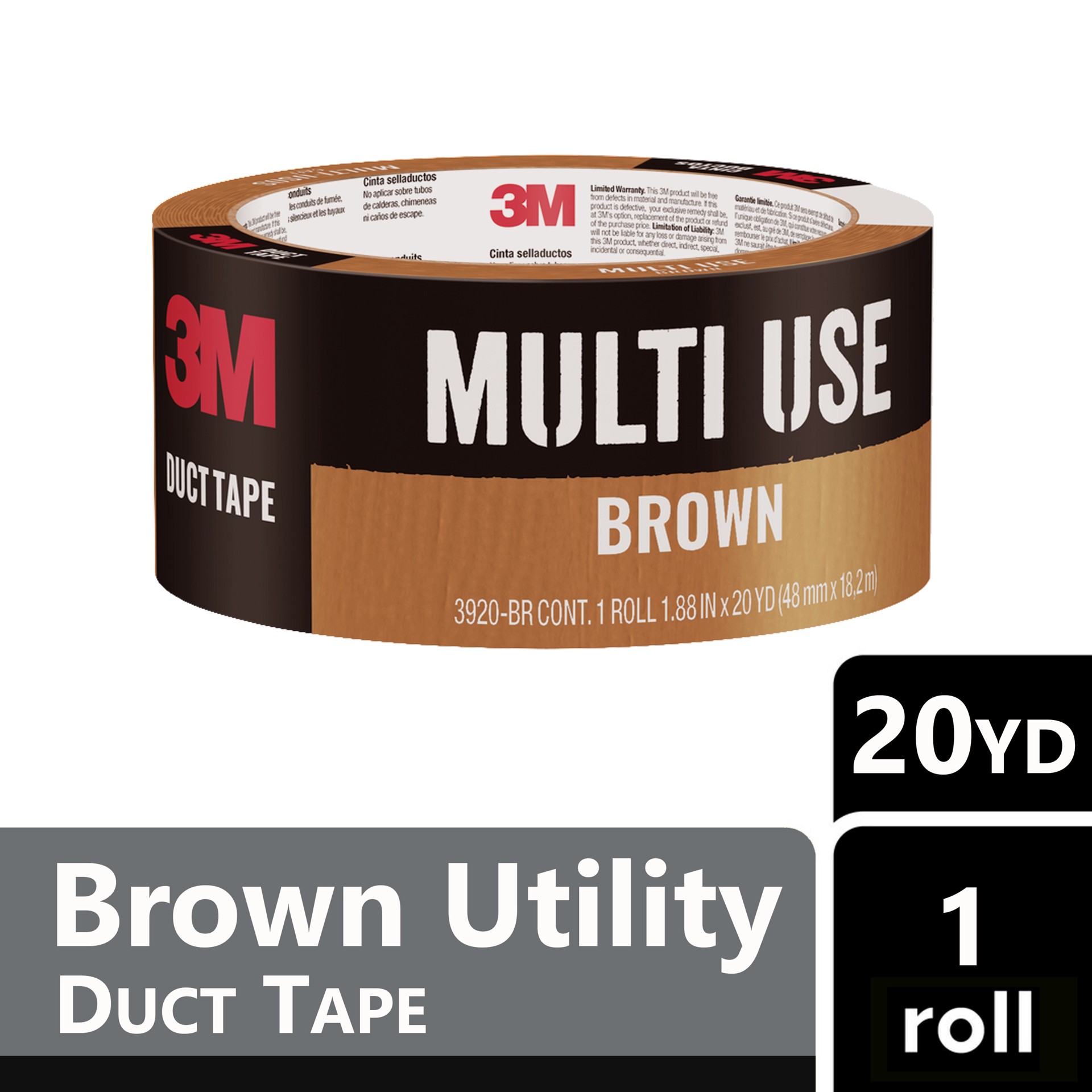 slide 1 of 6, 3M Brown Rubberized Duct Tape 1.88-in x 20 Yard(s), 1 ct