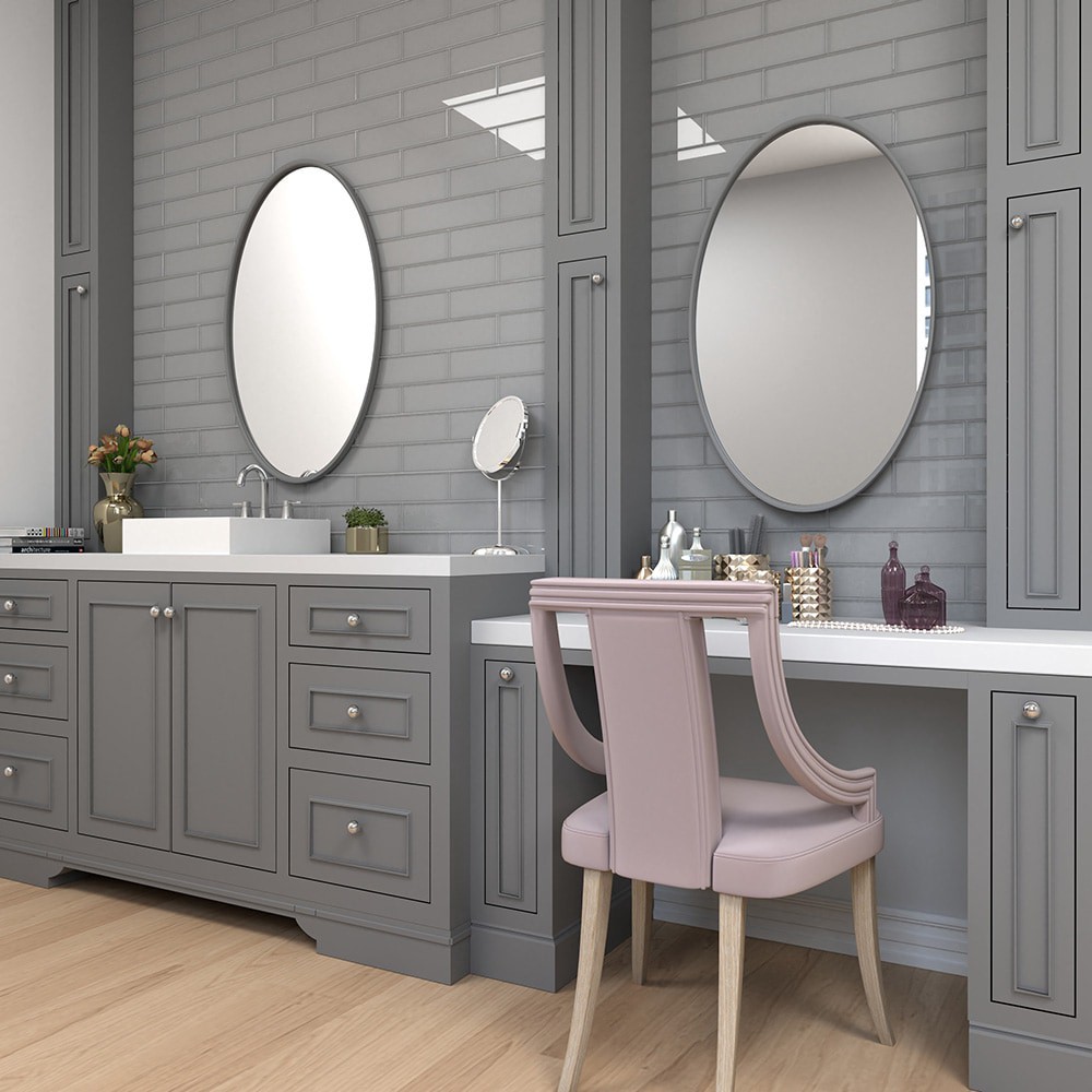 slide 5 of 6, Elida Ceramica Grey 3-in x 12-in Glossy Glass Subway Wall Tile ( 0.24-sq ft Piece ), 1 ct