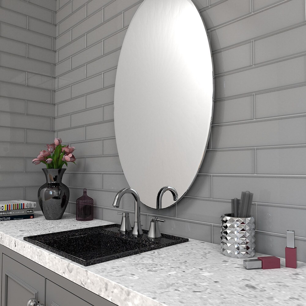slide 6 of 6, Elida Ceramica Grey 3-in x 12-in Glossy Glass Subway Wall Tile ( 0.24-sq ft Piece ), 1 ct
