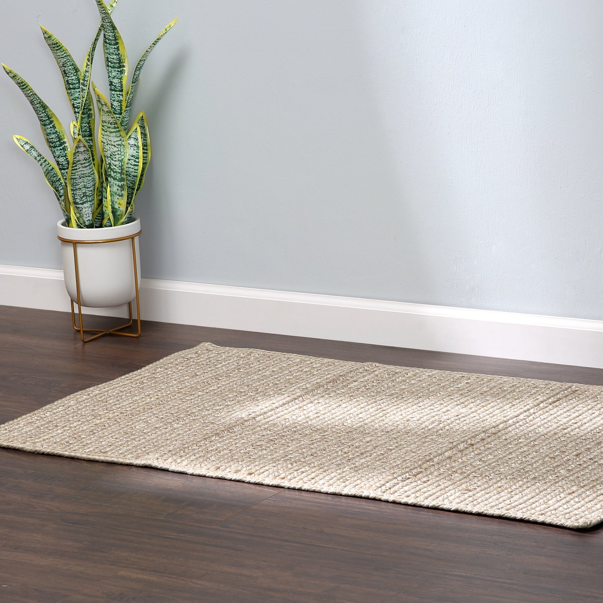 slide 2 of 6, allen + roth 2 x 4 (ft) Braided Neutral Rectangular Indoor/Outdoor Solid Farmhouse/Cottage Throw rug, 1 ct