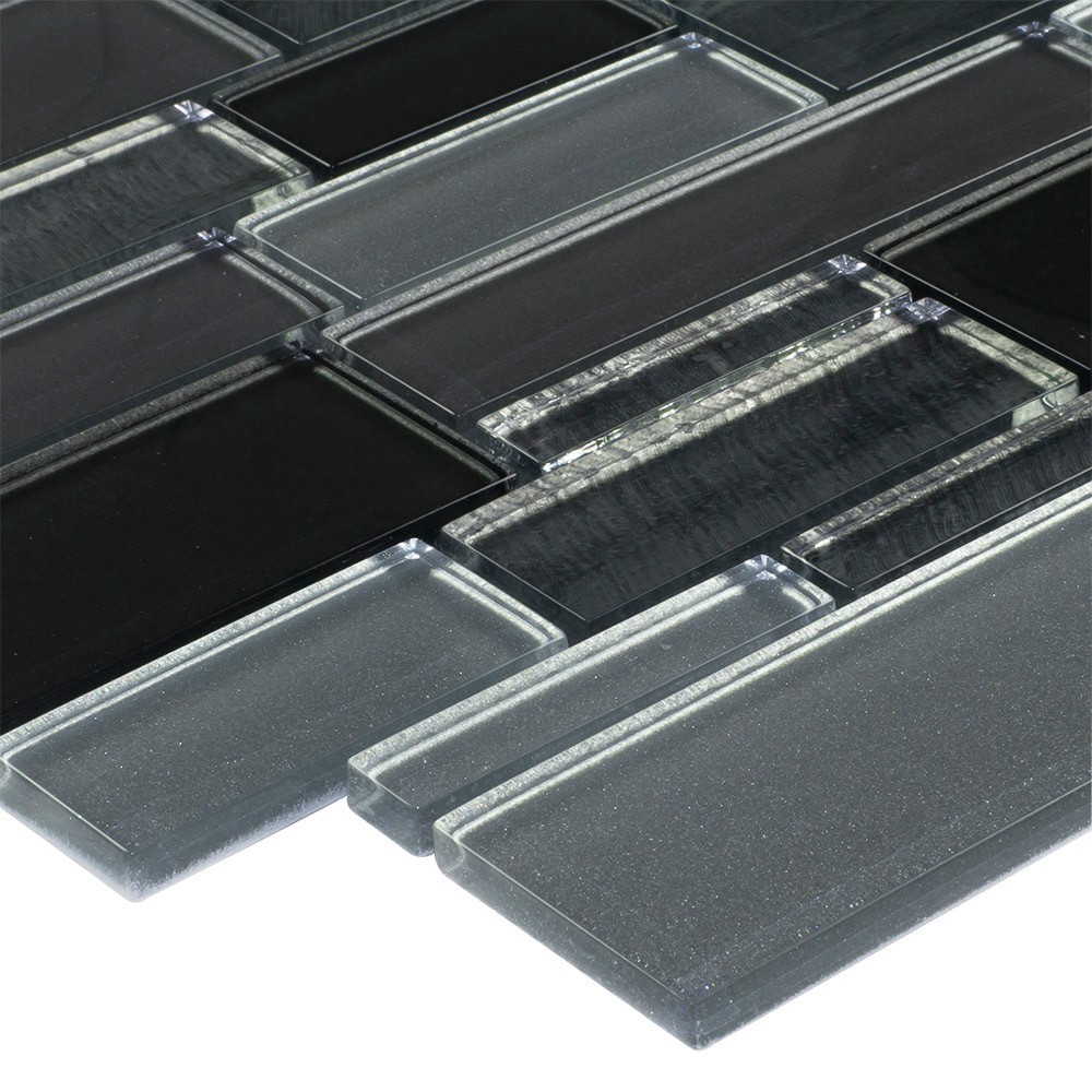 slide 4 of 6, Elida Ceramica Laser Sky 12-in x 12-in Glossy Glass Linear Mosaic Wall Tile ( 0.96-sq ft Piece ), 1 ct